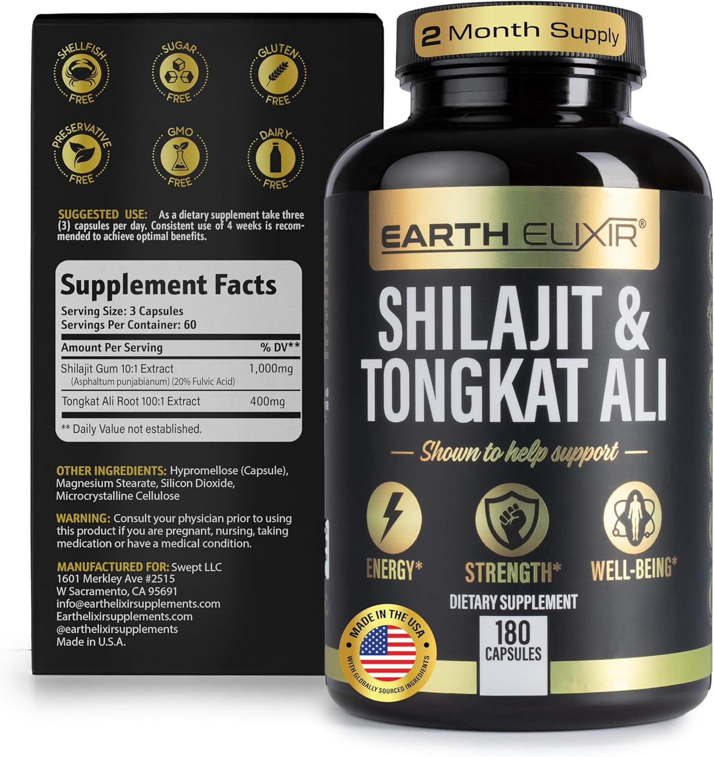 Shilajit and Tongkat Ali for Men and Women – Pure Shilajit Capsules w/High Potency Fulvic Acid & Trace Minerals – Shilajit for Men with Natural Testosterone Support for Energy & Muscle Growth - Image 2