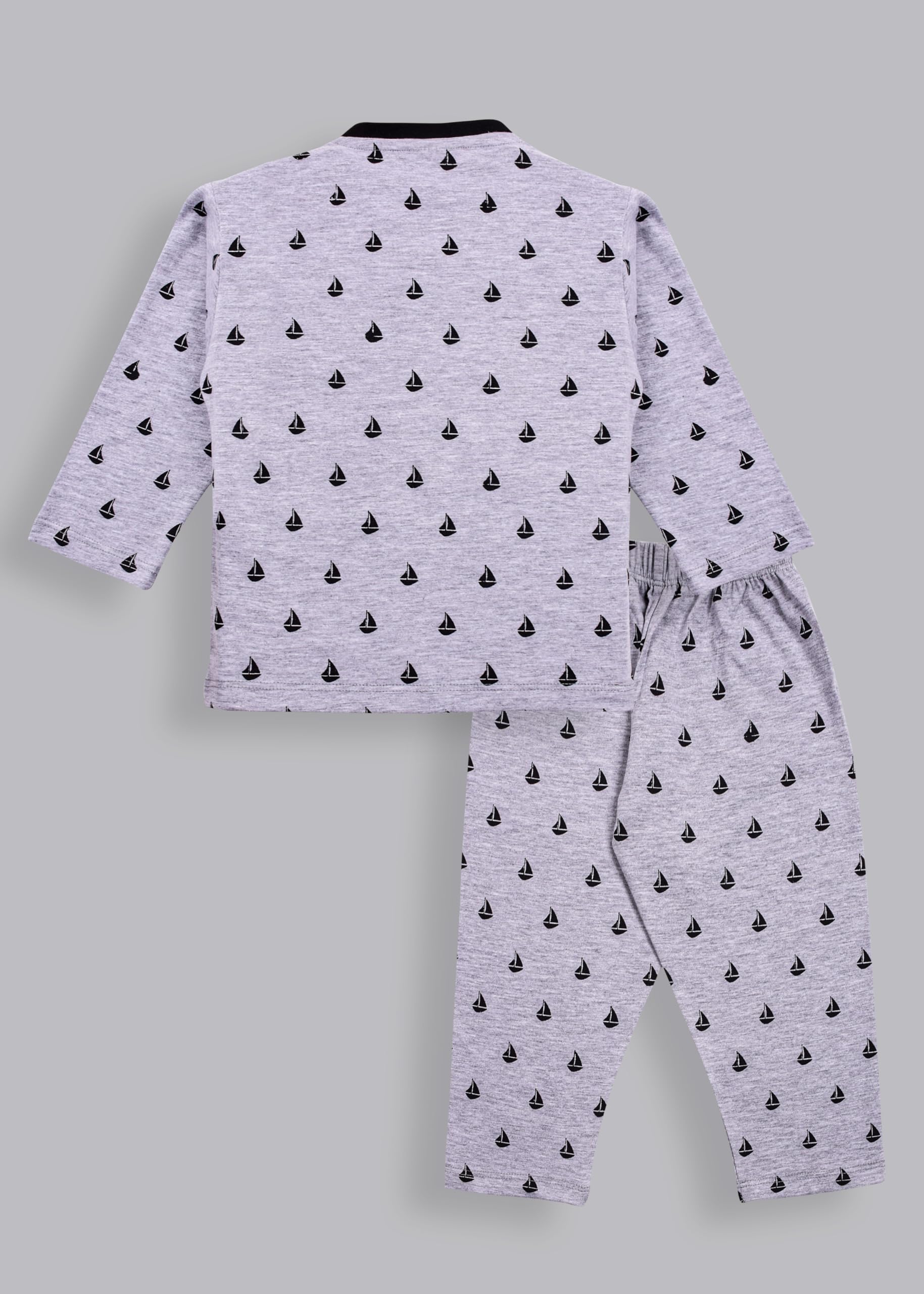 3BROS BodySuit/Dress for Boys/Girls Full Pajama & Casual Full Sleeves Night Suit Top Combo Kids Set | Grey, 12-18 Months - Image 2 thumbnail