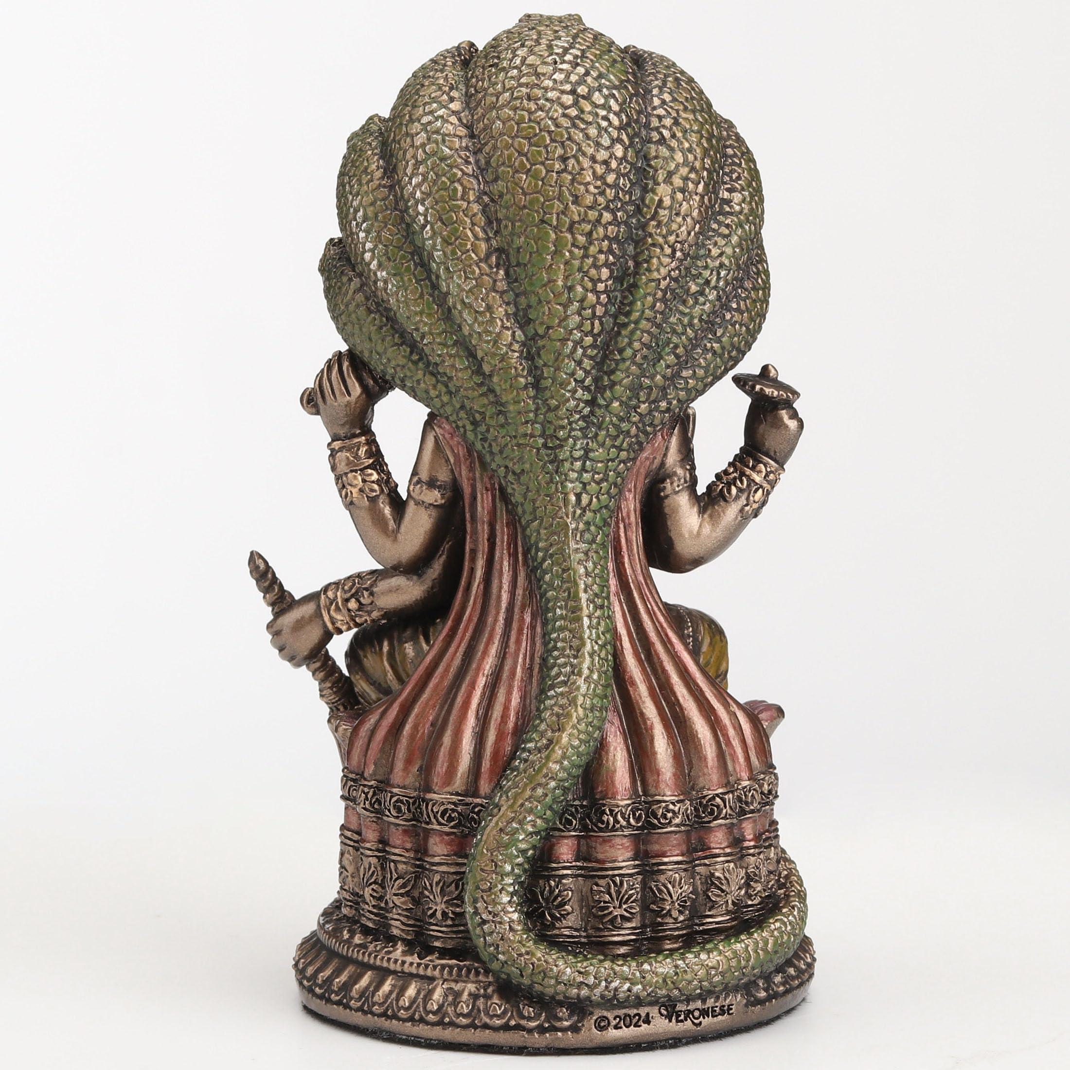 Veronese Design Shesha Vishnu - Scultura in resina fusa a freddo con finitura in bronzo, divinità indù da 9 cm