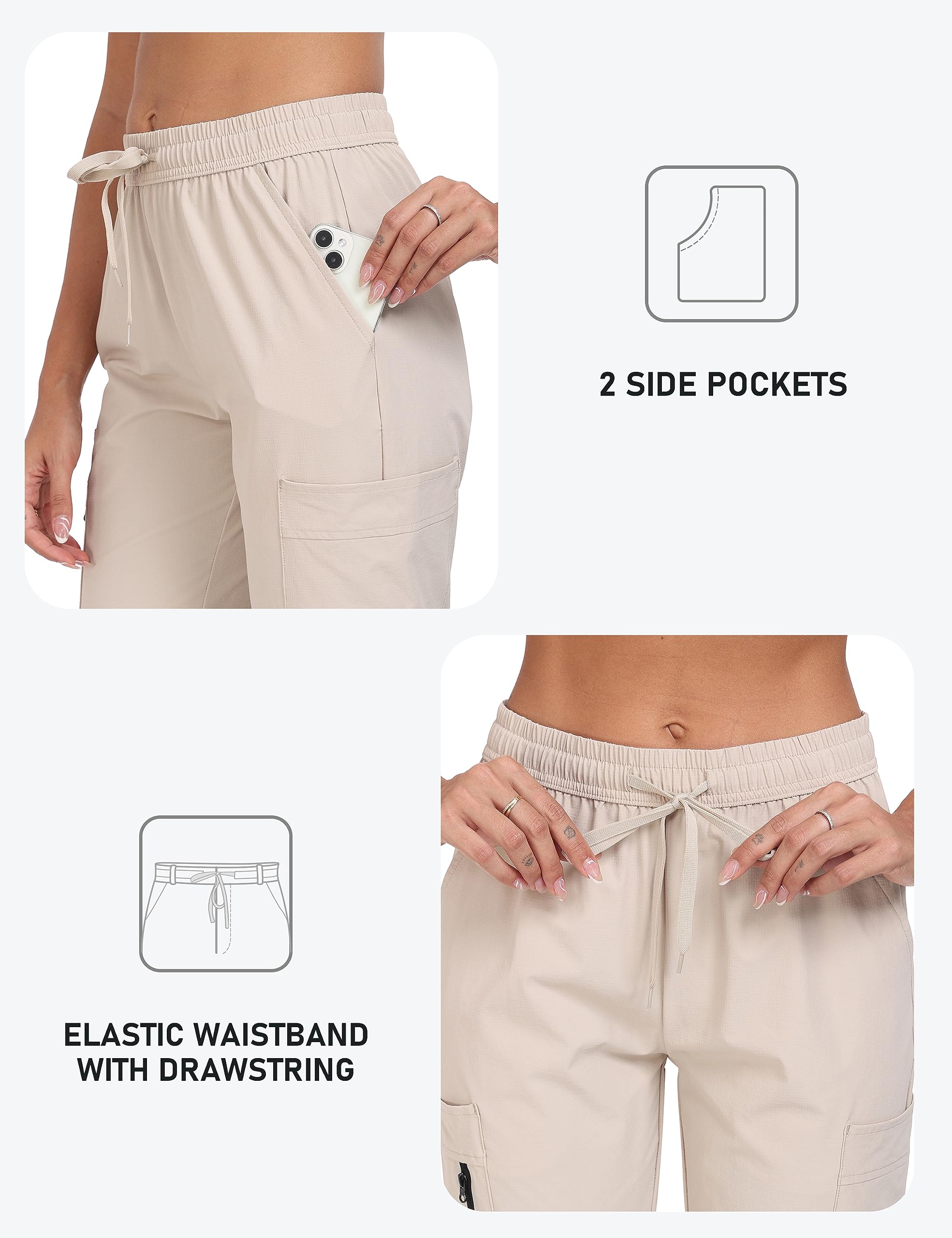 MoFiz Pantaloni Cargo Donna Leggeri Impermeabili Pantaloni da Escursionismo Trekking Pantaloni con Tasca Utility