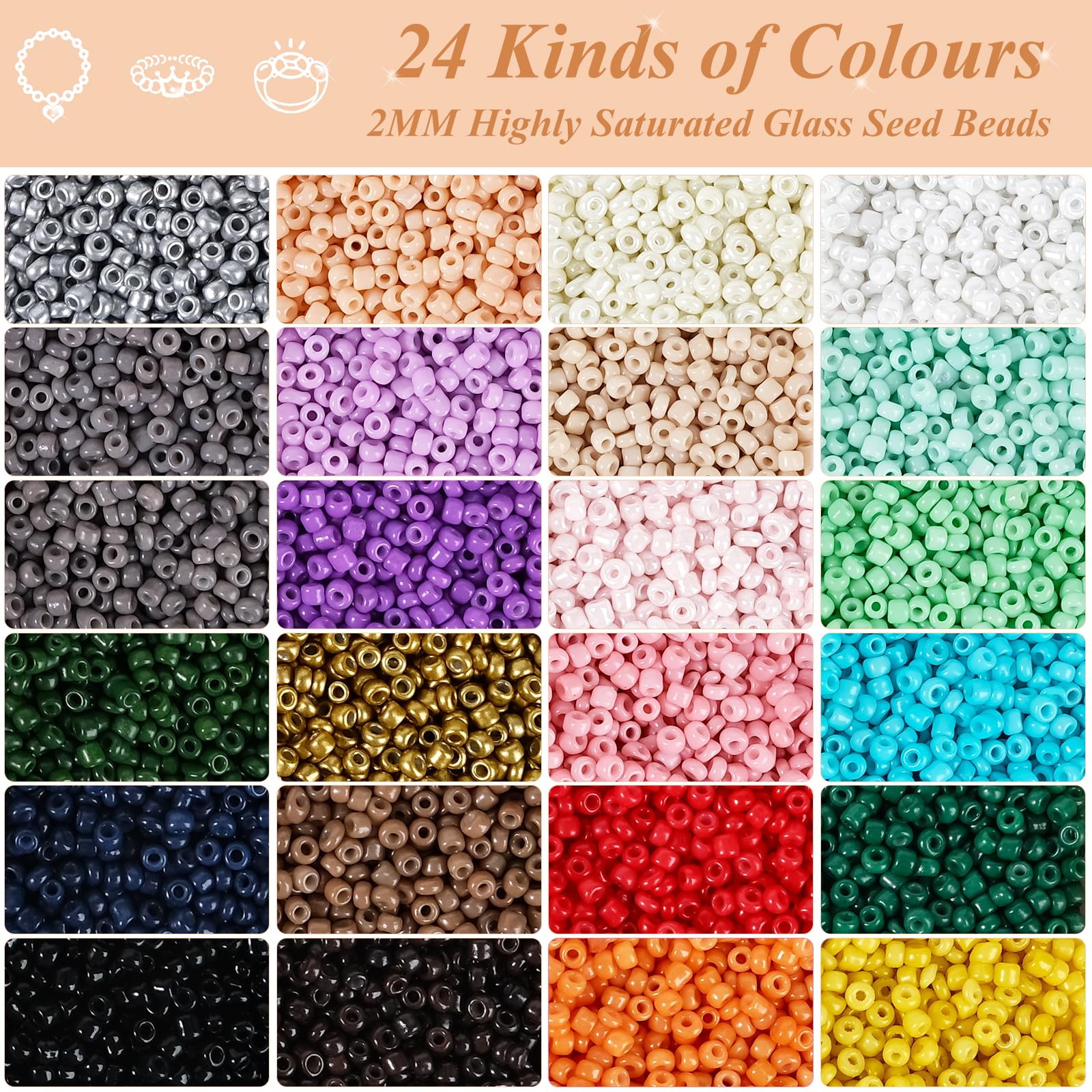 HOLDLEAF 2mm Cuentas para Pulseras，Cuentas para Hacer Pulseras, Abalorios para Hacer Pulseras con 300pcs Abalorios Letras，Kit para Hacer Pulseras para DIY Pulseras Collares Bisutería