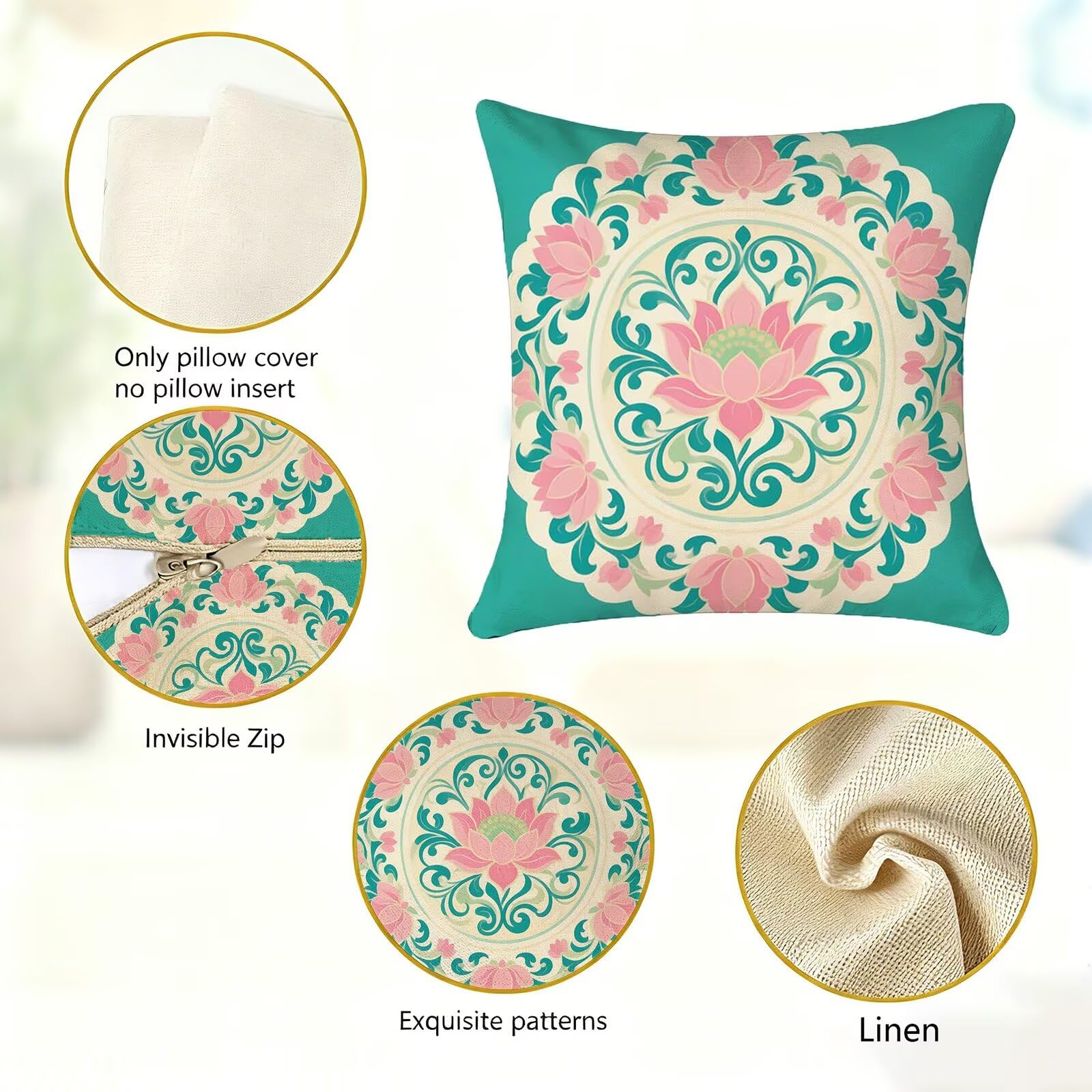 Blu Federe Cuscini Divano 40x40cm, Cuscini da Esterno Set de 4, Cod-212