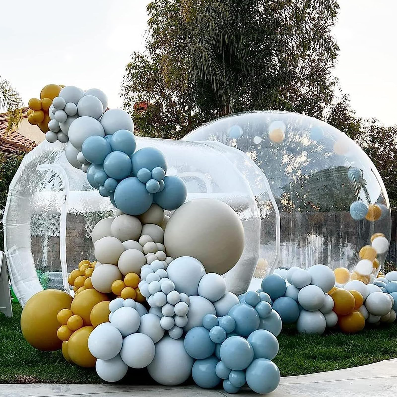 asdchZen Transparent Inflatable Bubble Tent, Inflatable Bubble Tent Indoor Outdoor Transparent 360 Degree View With Tunnel 4M-6M (C 6M)