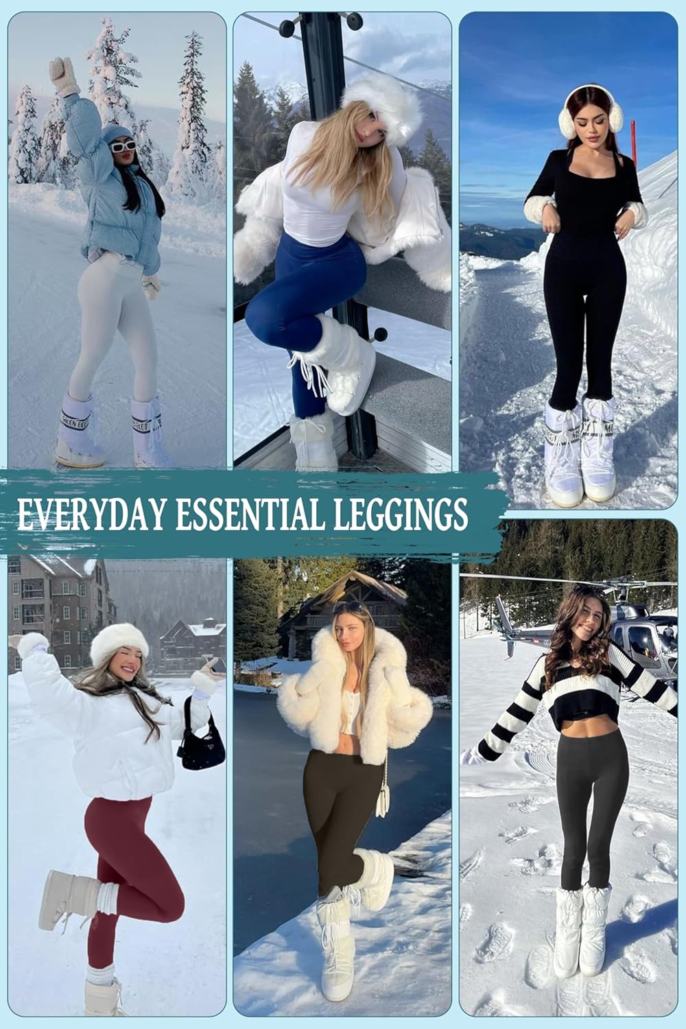 Thermal Fleece Lined Leggings for Women Warm Thick High Waisted Tummy Control Workout Soft Yoga Pants for Cold Winter - Image 6