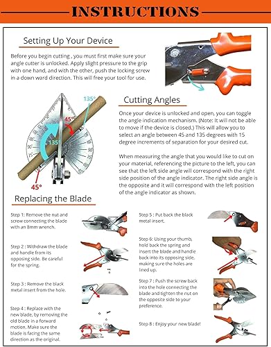 Miniatura 5 de Cortador de inglete multiángulo  Más 3 cuchillas de repuesto  Herramienta multiusos de cizalla manual  Corta 45-135 grados  Acero inoxidable con