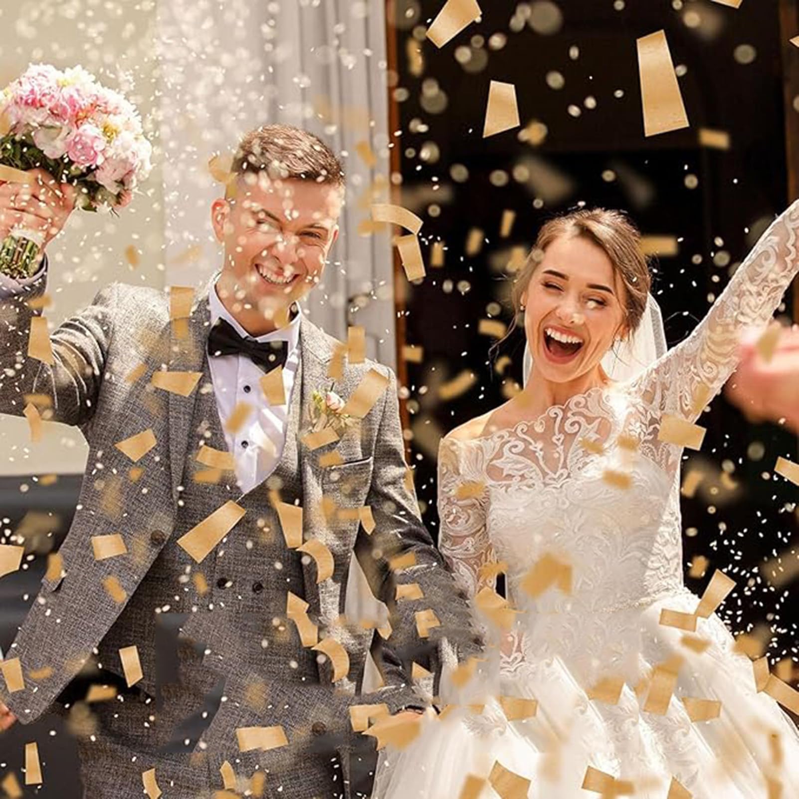 25 Elektrische Konfettikanonen, Luftbetriebene Partyknaller, 80cm Lange Konfettikanonen, FüR Abschlussfeiern, Hochzeiten, Silvester Und Weihnachten Gold