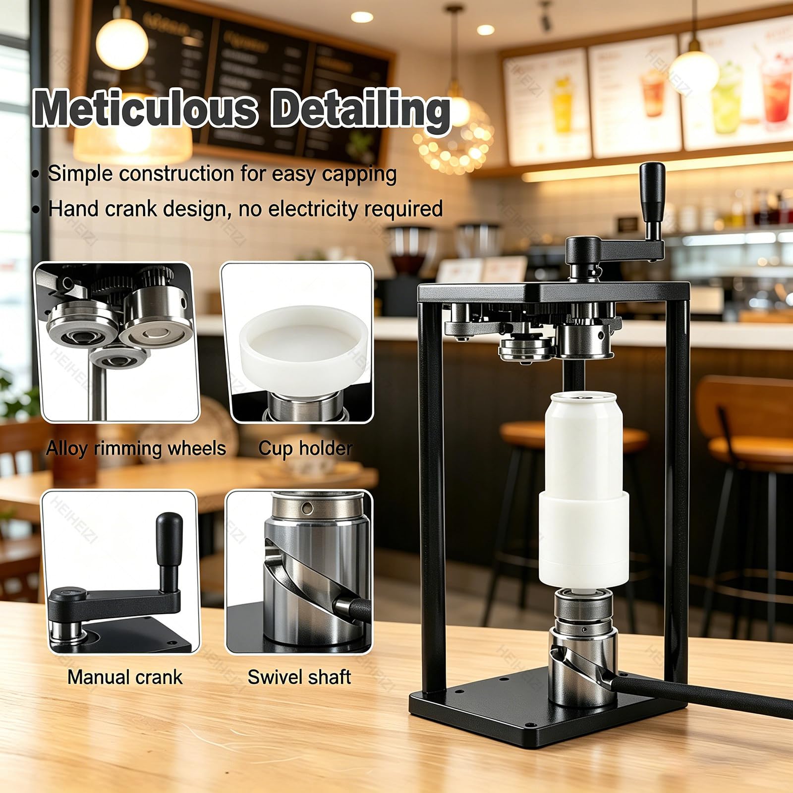 Máquina de Sellar Latas a Mano con Base de Fijación – Acero Inoxidable, Diámetro 55mm, Altura Ajustable 115-170mm, Cierre para Latas de Refresco, Botes de Hojalata y Frascos – 10 Piezas/min