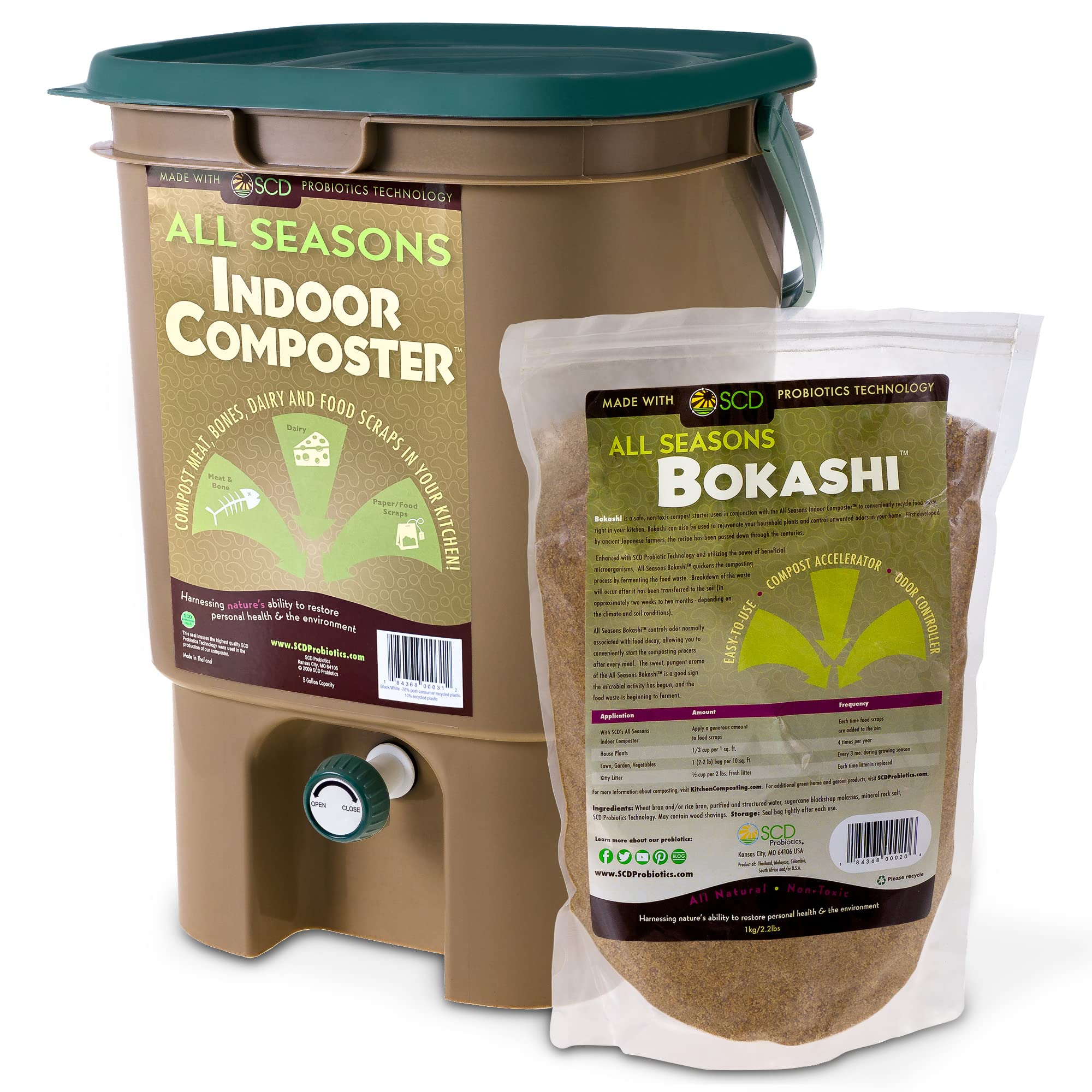 Buy All Seasons Indoor Composter Starter Kit 5 Gallon Compost Bin for