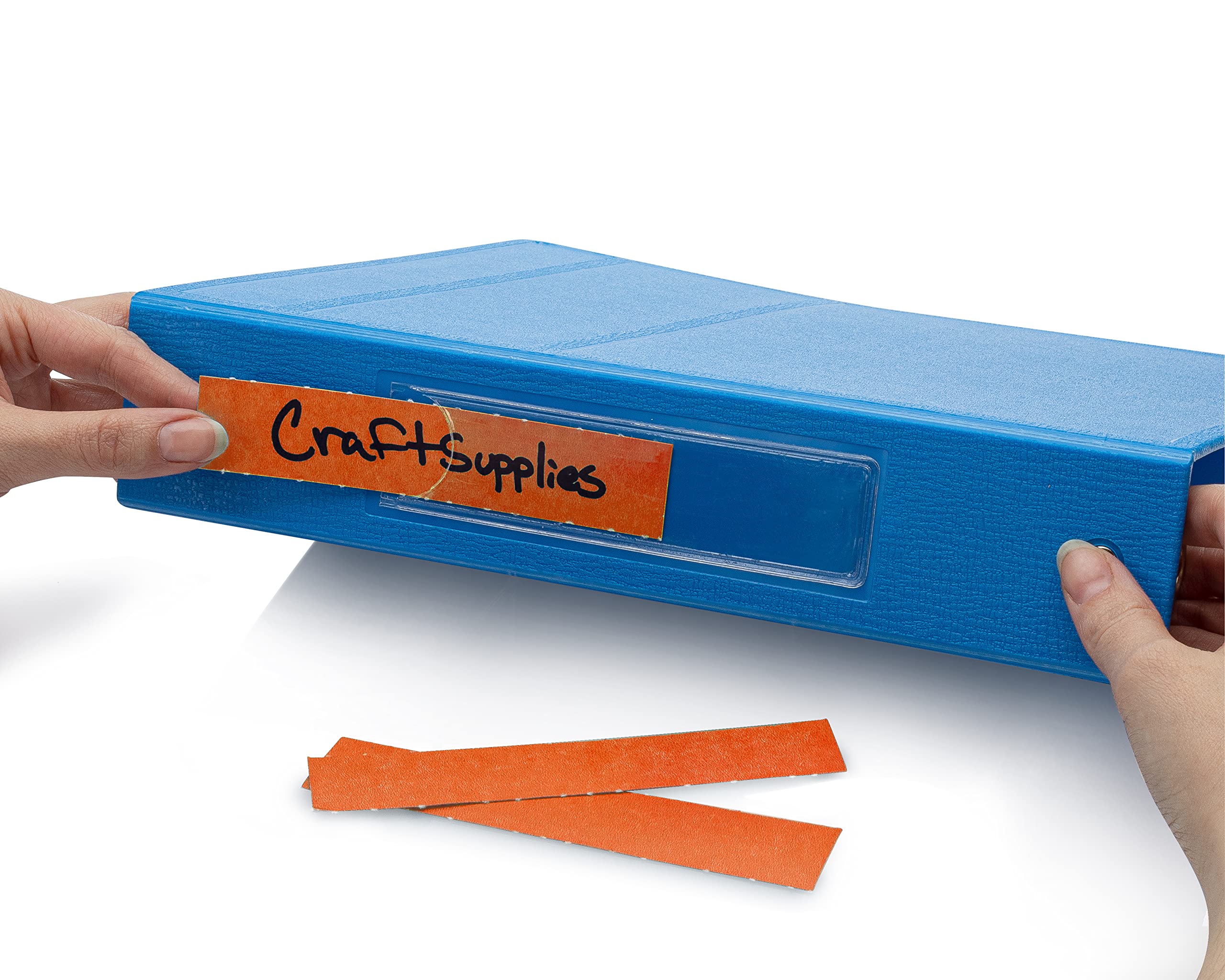 Carstens - Orange 1.5-4 Inch Binder Spine Insert Cards, 5.25 x 1 Inch, Roll of 200 (1696 Series) - Ideal for 1.5-4 Inch Spine Insert Adhesive Pockets