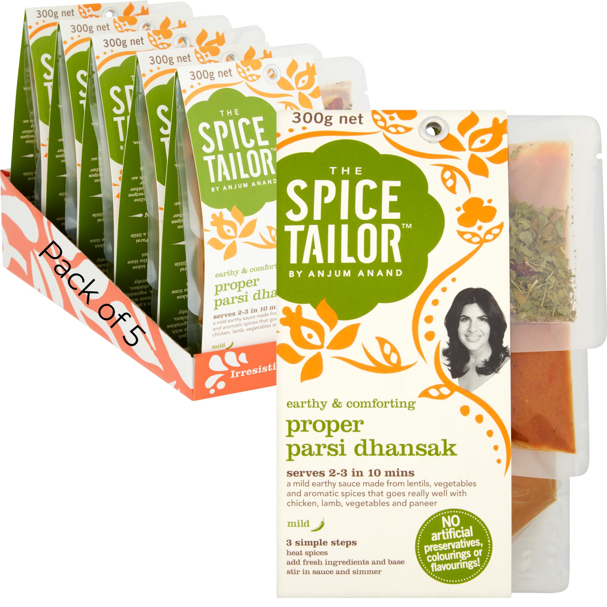 The Spice Tailor - Indian Curry Sauce Meal Kit, Proper Parsi Dhansak, Pack of 5, Vegetarian
