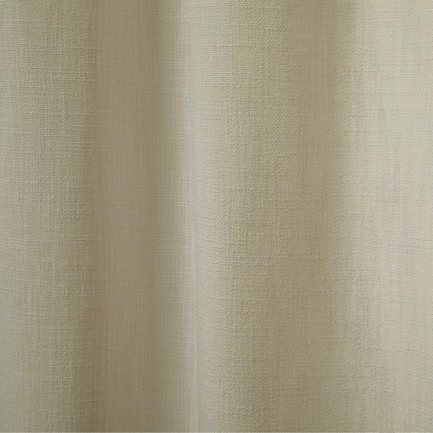 ChadMade Heavy Burlap Linen Curtain Black Grommet Top 50Wx63L Beige Curtain 63 Inches Long Linen Blend Curtain Light Filtering for Room Divider, Unlined (1 Panel)