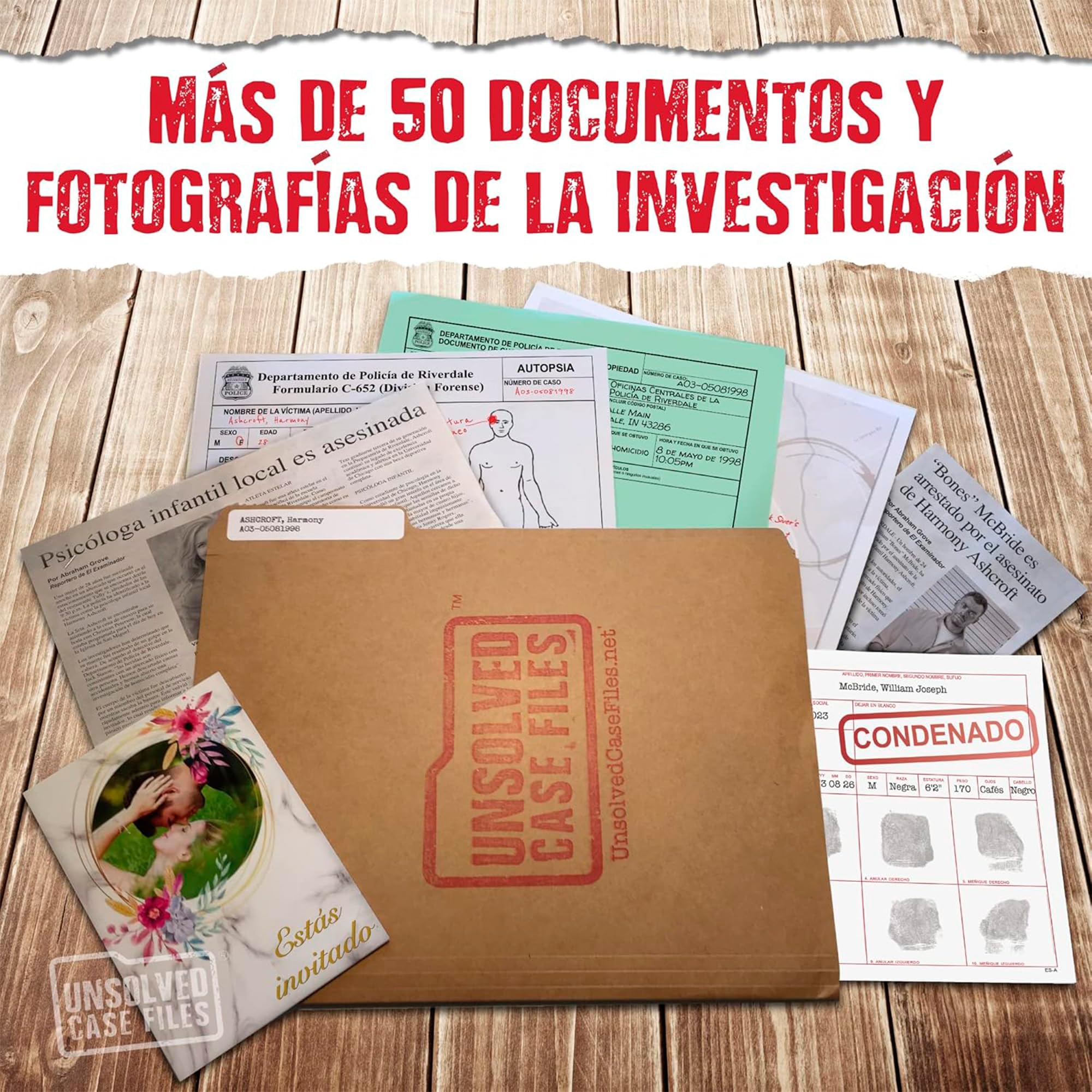 Bizak Unsolved Case Files Harmony Ashcroft, Jeu de mystère et de déduction pour résoudre Un Crime, Analyser des preuves réelles et des témoignages, expérience immersive, +14 Ans (64553080)