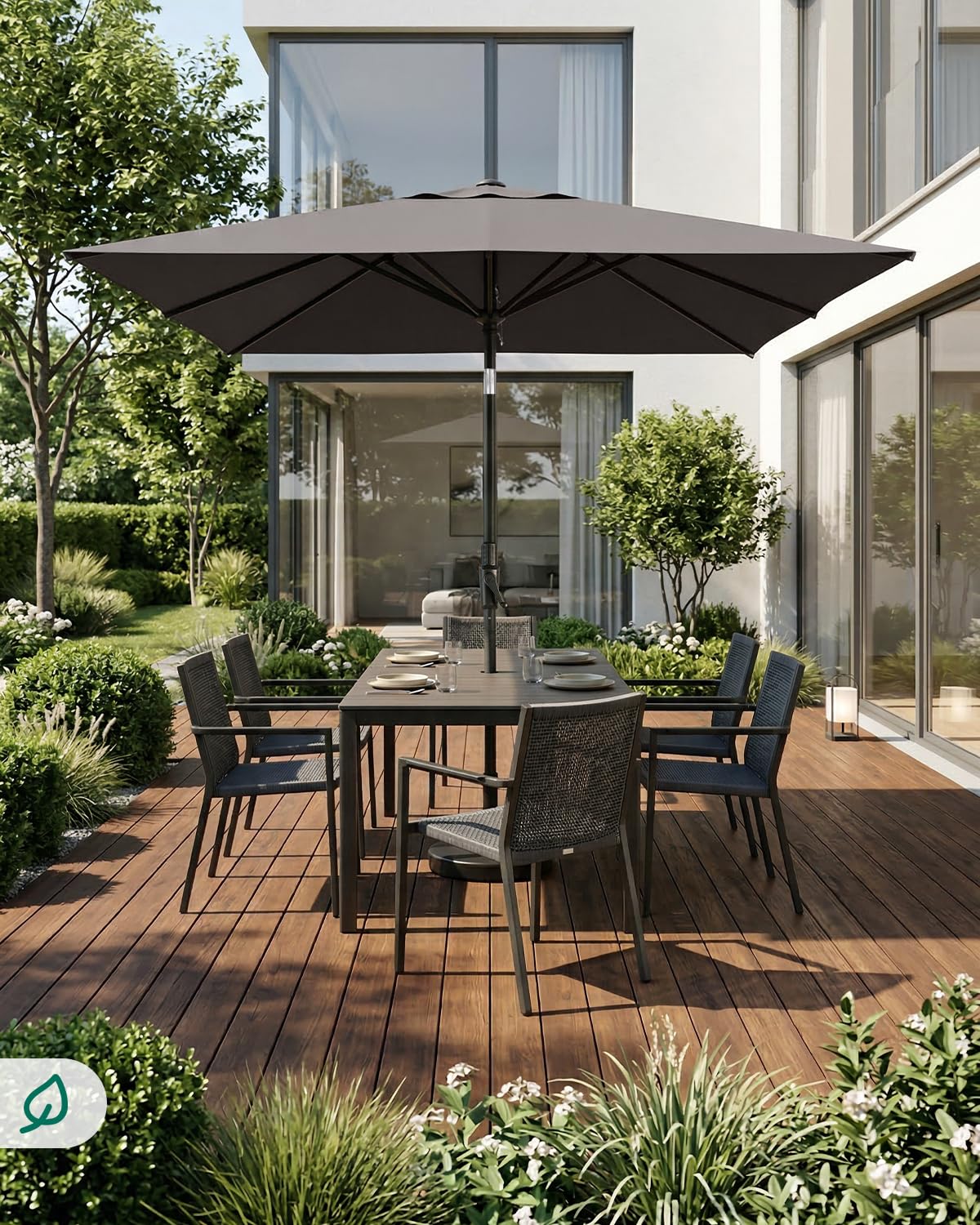 Sekey Ombrellone parasole in alluminio, per giardino, terrazzo, protezione solare UV 50+, rettangolare