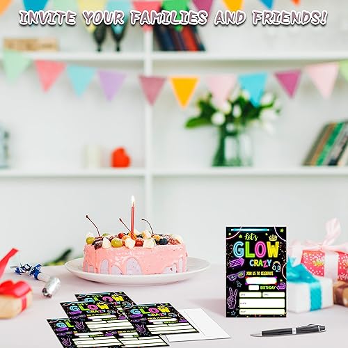 Miniatura 4 de HBYQK-B50 - Invitaciones de fiesta de primer cumpleaños con arcoíris bohemio, 20 unidades, con purpurina dorada, para fiesta de cumpleaños