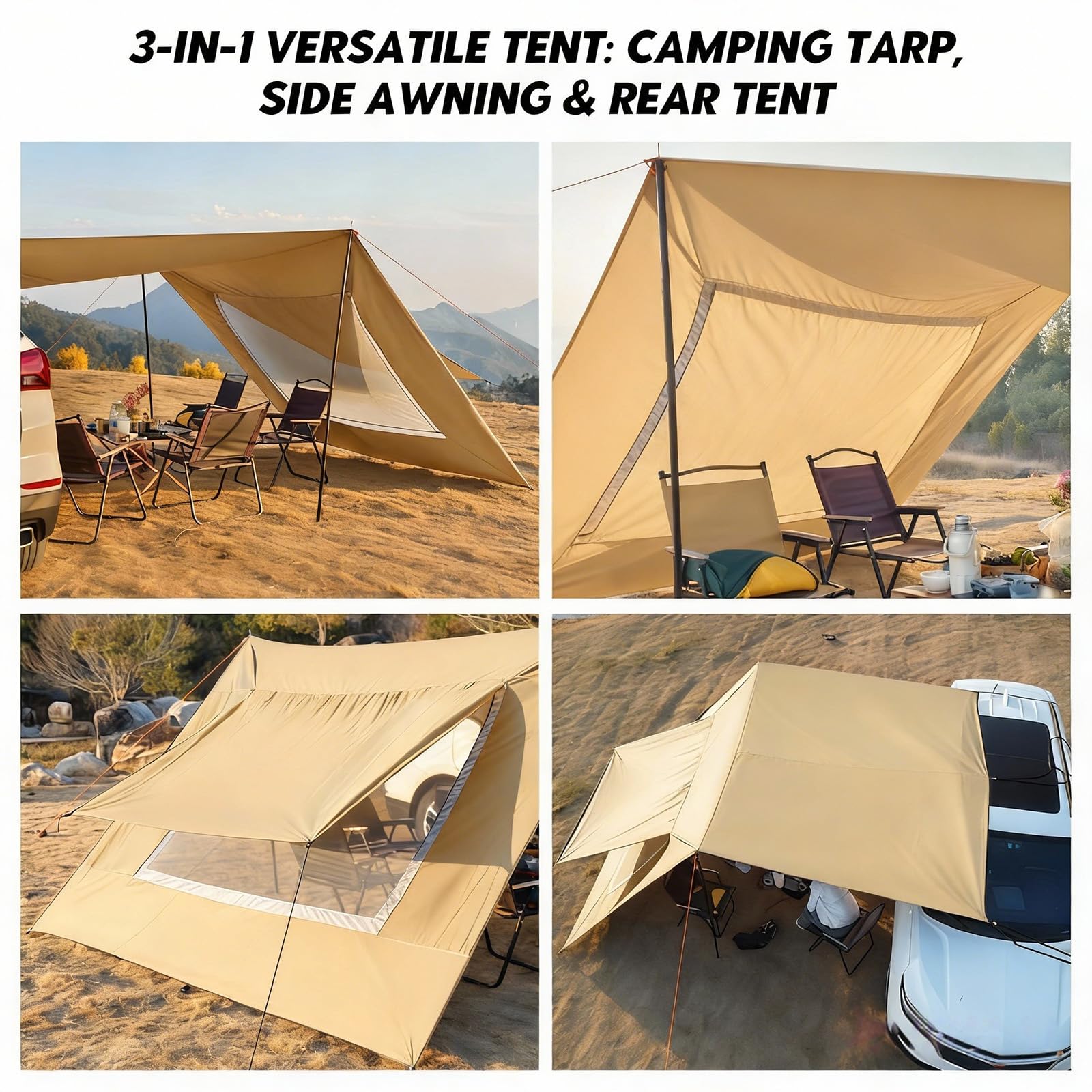 Toldo de 2,8 x 4,8 m para Puerta de Caravana | para autobús, Furgoneta, Caravana, Caravana, Caravana, Caravana, Tienda de campaña Universal, con Ventana de Pantalla