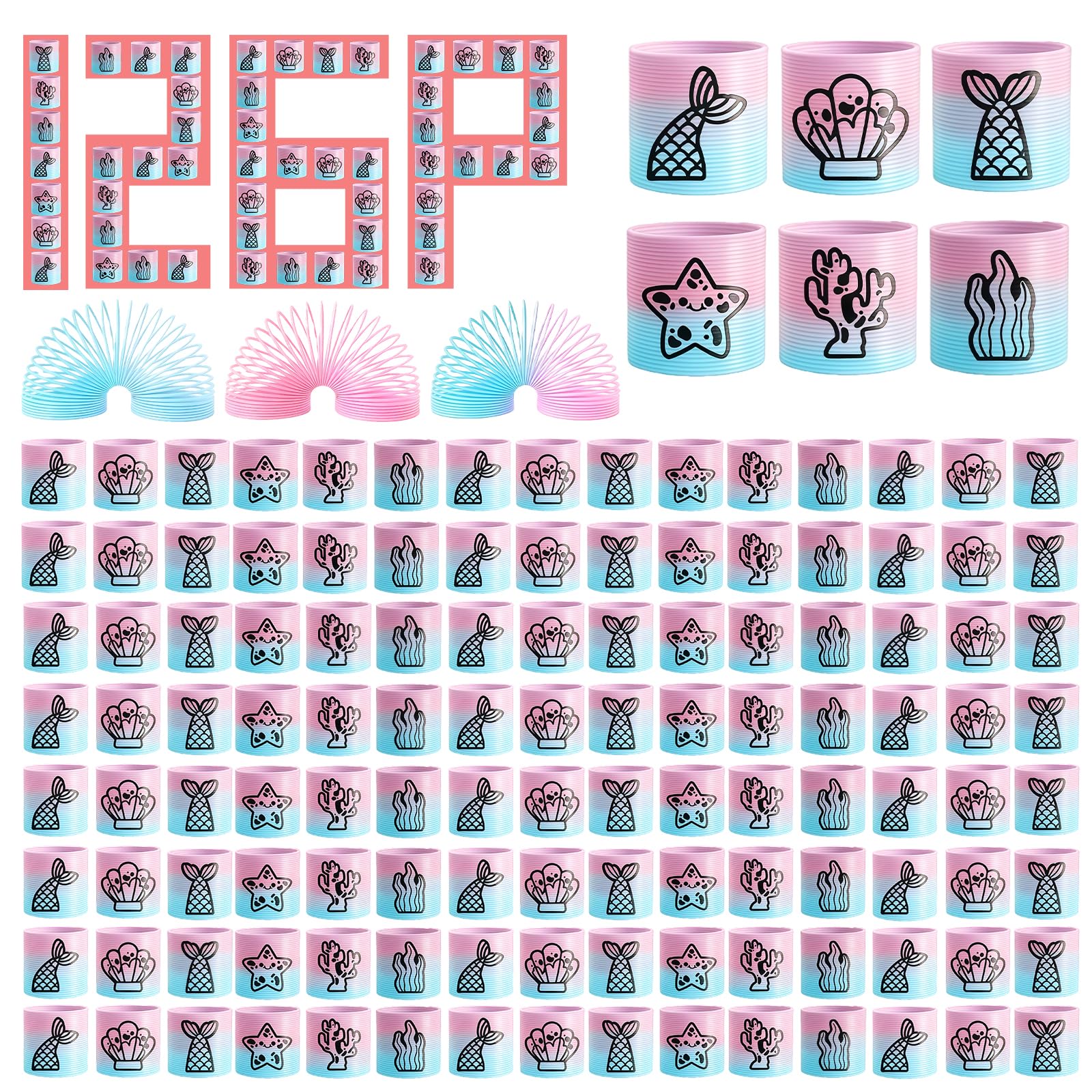 126 Pack Mini Ocean Spring Party Favors for Kids 3-5 4-8,Magic Coil Toys