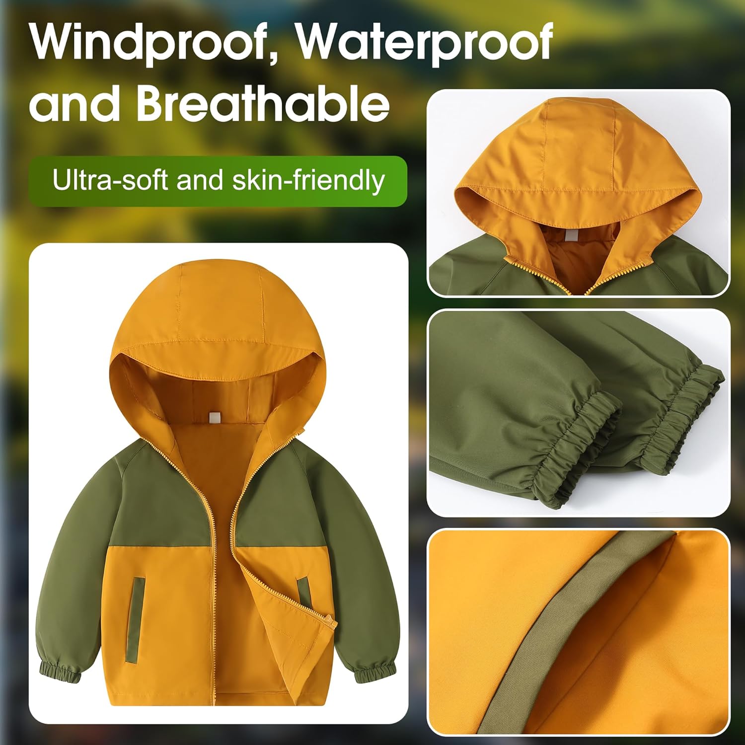 Feidoog Toddler Boys Rain Jacket Kids Waterproof Lightweight Hooded Zipper Raincoat Windbreaker Outwear Jacket