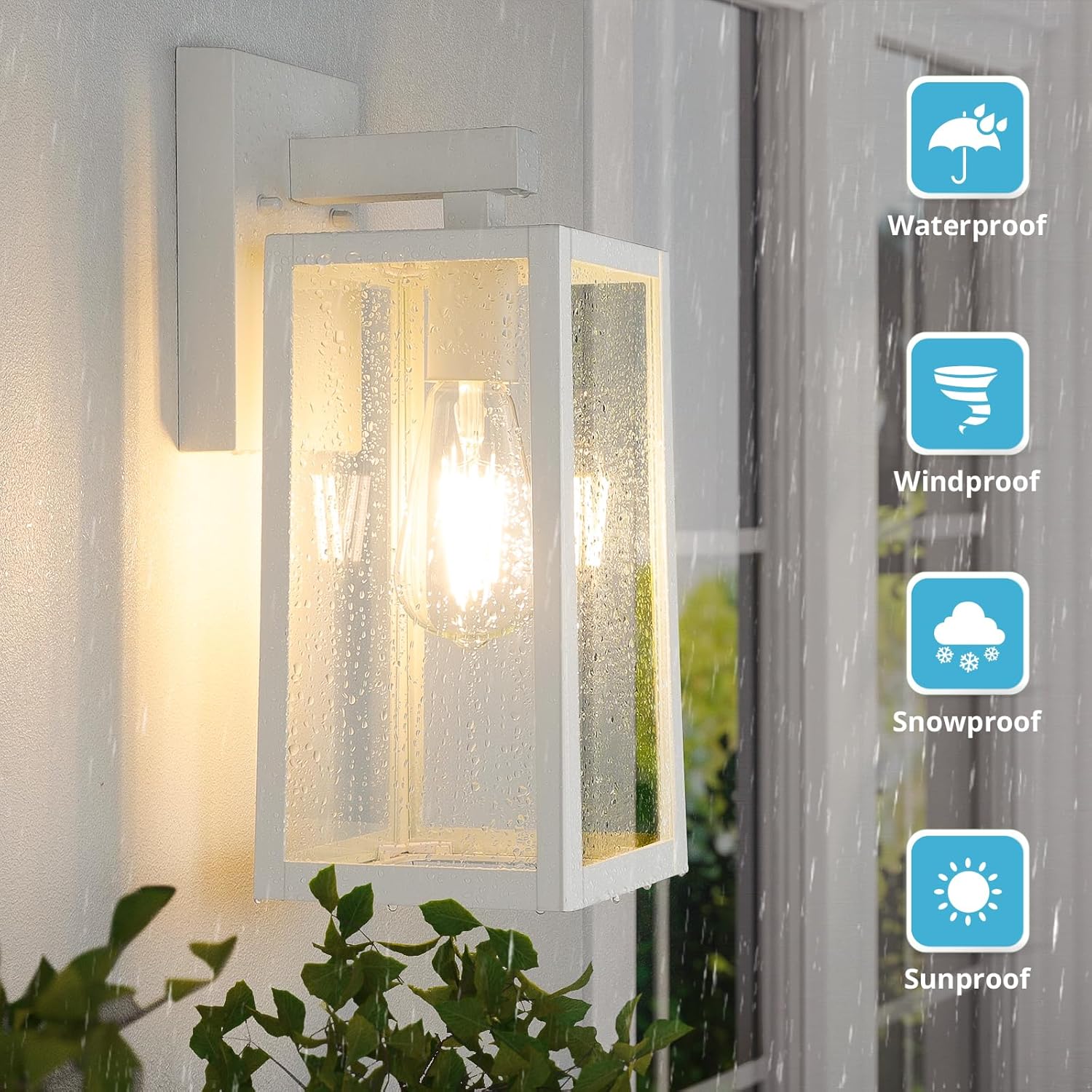 MAXvolador Outdoor Wall Lantern, Exterior Waterproof Wall Sconce Light Fixture, White Anti-Rust MountLights Clear Glass, E26 Porch Patio Lighting