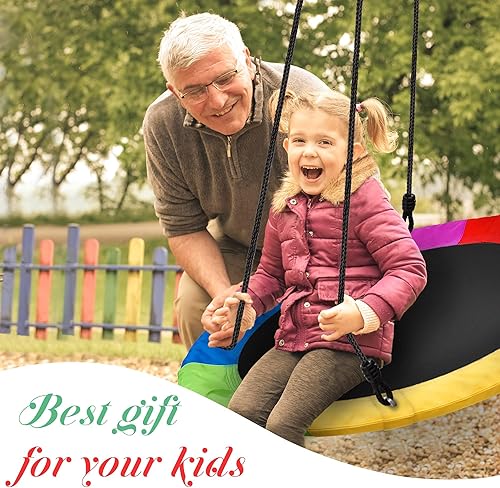 Miniatura 6 de PACEARTH Columpio de árbol de 40 pulgadas, capacidad de peso de 900 libras, 2 correas colgantes adicionales, cuerdas ajustables de múltiples hebras,