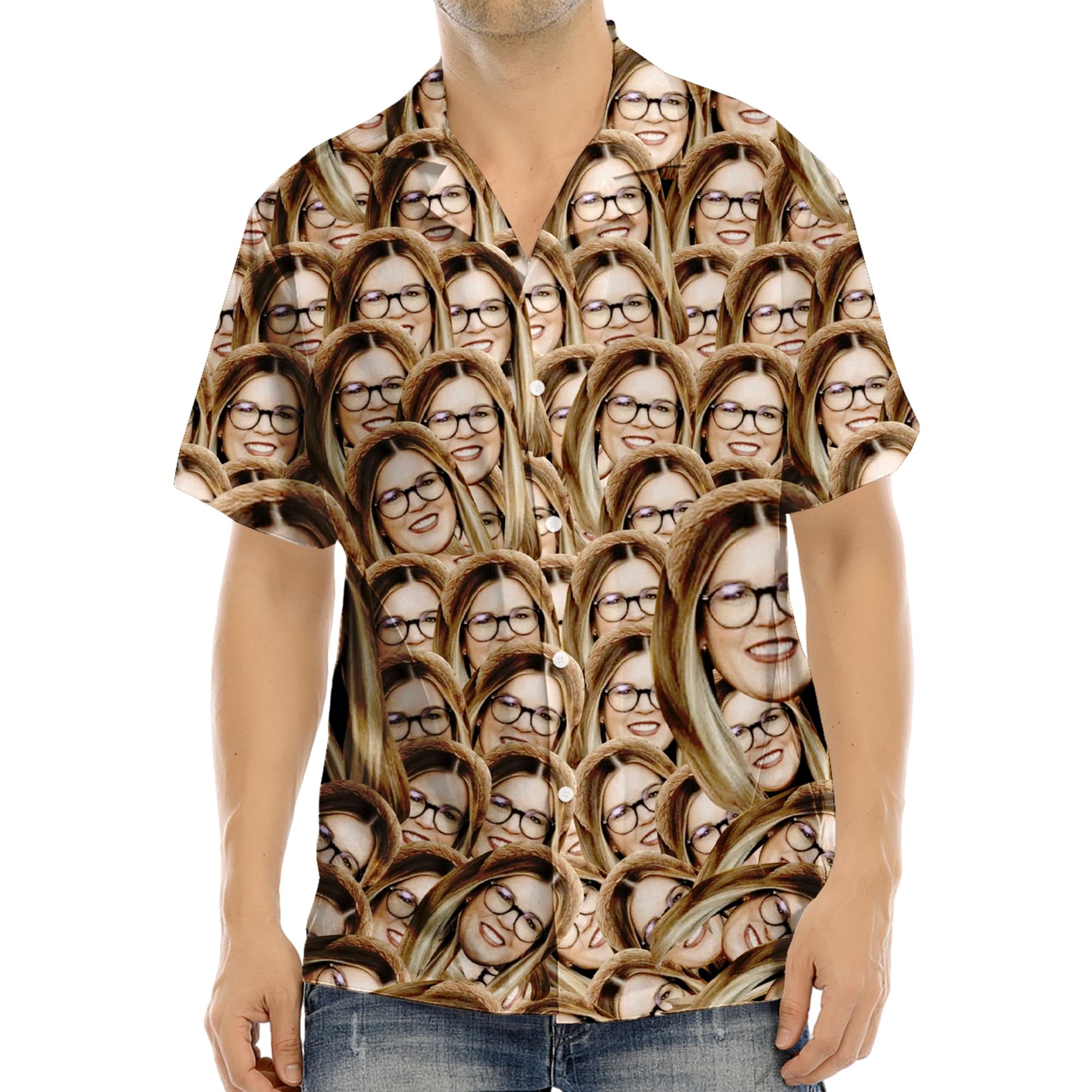 Esseur Cara Personalizada Camisas Hawaianas para los Hombres, la Cara Personalizada Camisa de impresión, Regalo para la Fiesta de Verano de Playa