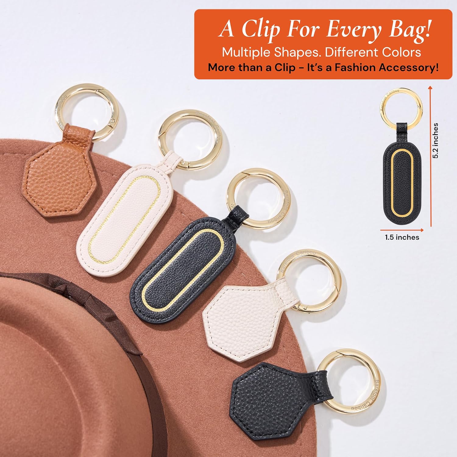 BAREFOOT CARIBOU Magnetic Hat Clip for Travel, Stylish Hands-Free Bag, Purse, Luggage, and Backpack Clip-On Holder for Sun, Bucket, Baseball, and Wide Brim Hats, Travel Accessory (Black)