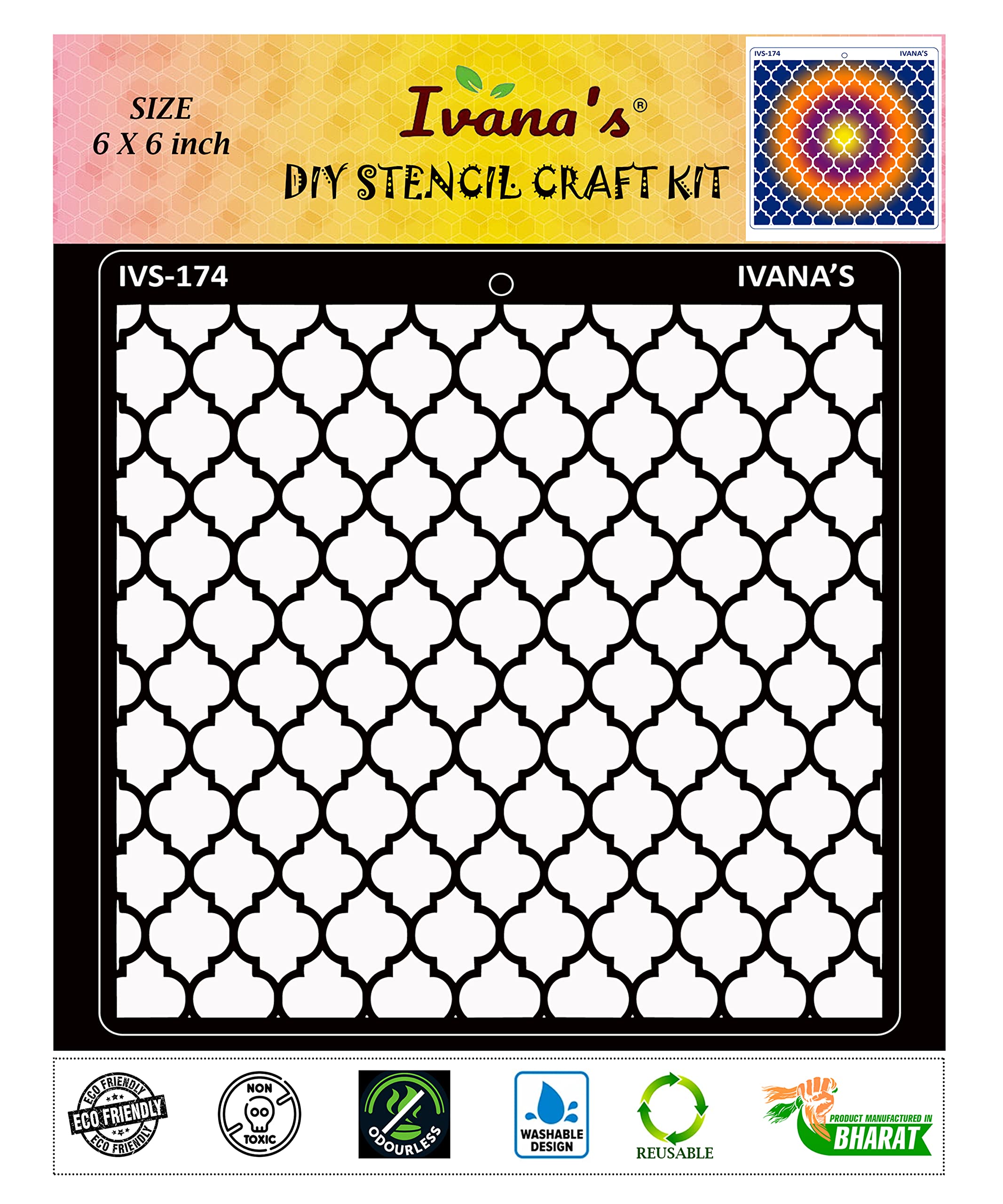 Ivana's Pattern Design Stencil for Art & Craft, DIY Decorative Stencil for Painting on Canvas, Fabric, Cloth, Paper, Glass, Furniture and Wall, Size - 6 x 6 inch, Pack of 1, IVS-174-picture-20