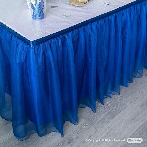 Miniatura 2 de BLUEKATE Falda de mesa de tul azul marino, falda de mesa tutú. Decoración de mesa de fiesta para mesas rectangulares, decoraciones de Navidad,