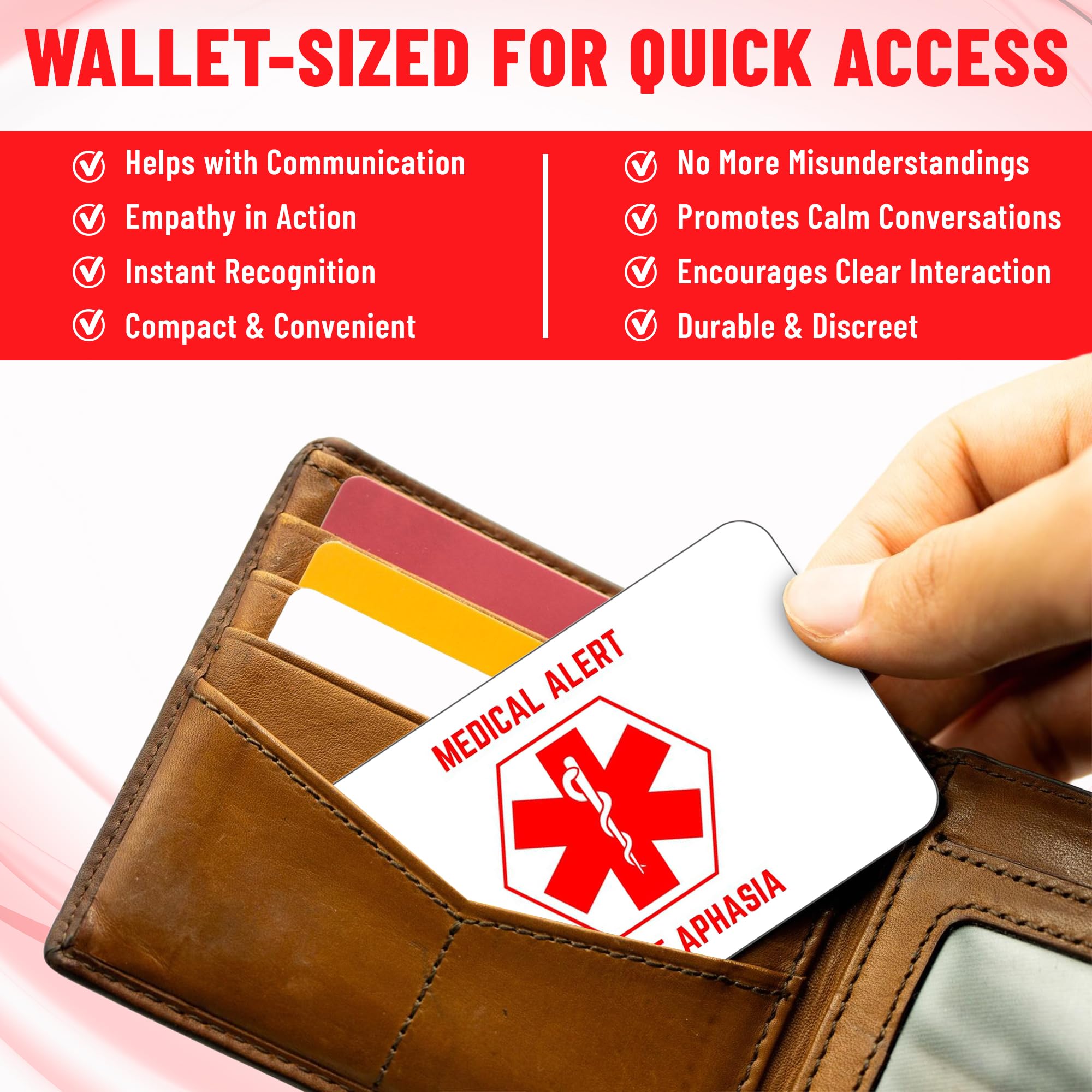 Aphasia Medical Alert Communication Wallet Card, confezione da 2 (bianco)