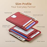 Vista 240 de Buffway - Billetera delgada minimalista de cuero con protección RFID para hombre y mujer Café Lichee