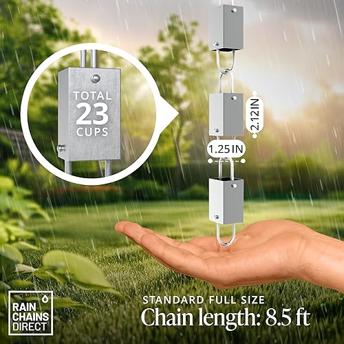 Miniatura 3 de Rain Chains Direct - Cadena de eslabones cuadrados (aluminio) (8.5 pies)