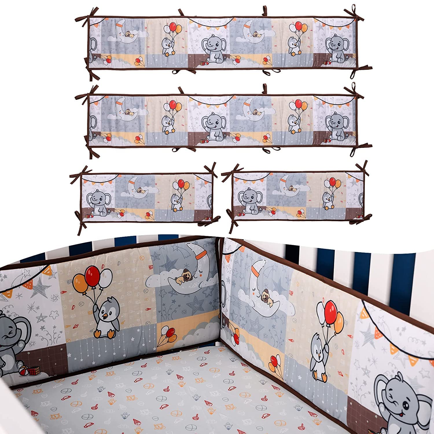 Soft Críb Bùmpers Padded Críb Líner for Boys Girls,Breathable Mesh Baby Cotton Críb