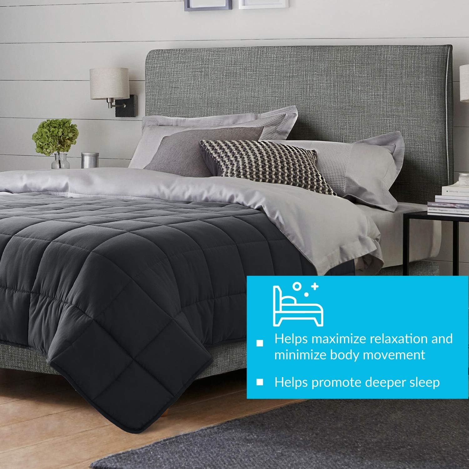 Bedsure Weighted Blanket 22lbs Queen Size - 60 x 80 inch - Grey Heavy Blanket for Adults | 100% Cotton Weighted Blanket with Glass Beads for Calming Comfort