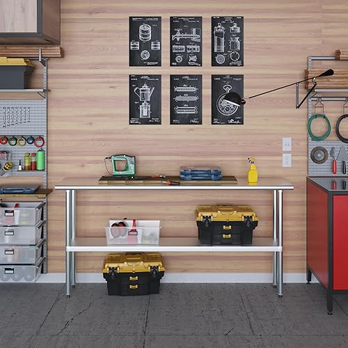 Vista 130 de AmGood Mesa de trabajo de acero inoxidable de 18 pulgadas x 36 pulgadas Mesa de preparación de alimentos de cocina de metal NSF