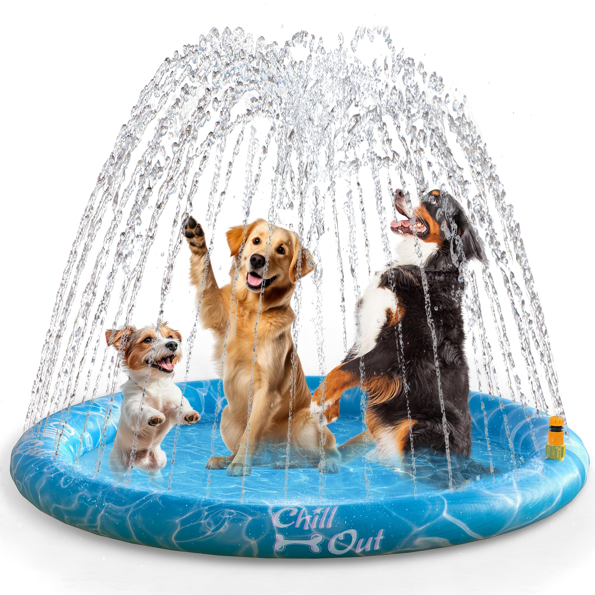 ALL FOR PAWS 150CM Hundespielmatte mit Sprinkler, Sprinkler-Spielmatte für Hunde, Kühlende Wasserspielmatte mit Sprinklerfunktion, Outdoor Wasser Spielmatte für Hunde