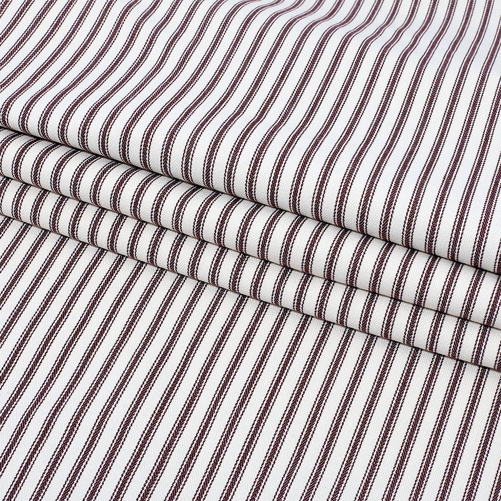 BENECREAT 2 Yards/1.8M Saddle Brown Striped Ticking Fabric, 63"/1.6M Wide Polycotton Material for Upholstery DIY Sewing Projects