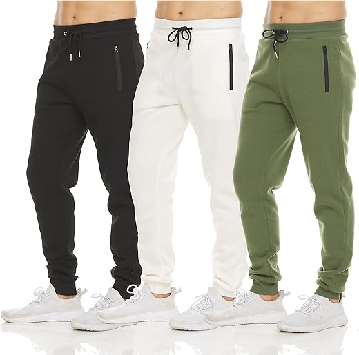 Mens 3 Pack Fleece Active  Jogger Sweatpants