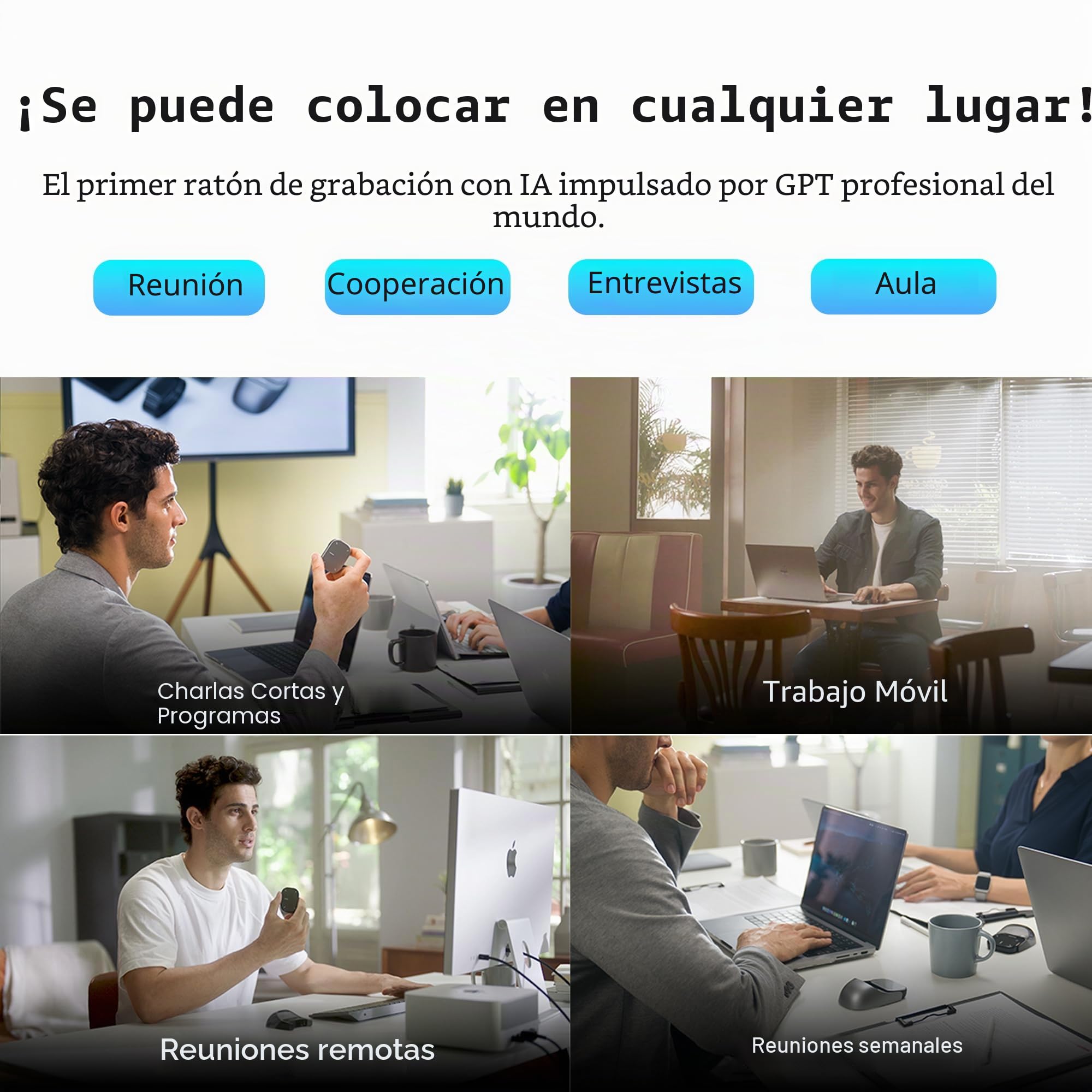 2025 Nuevo Ratón Inalámbrico - 2 en 1 Ratón Aéreo Extraíble [Sin GPT], Presentador con Puntero Láser para Presentaciones y Mando a Distancia, Compatible con PC/Mac/Portátil (Sin Grabación, Plateado)