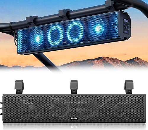 Barra de sonido UTV de 25 pulgadas, barra de sonido ATV Bluetooth con iluminación RGB, barra de sonido amplificada Powersports SXS, barra de sonido