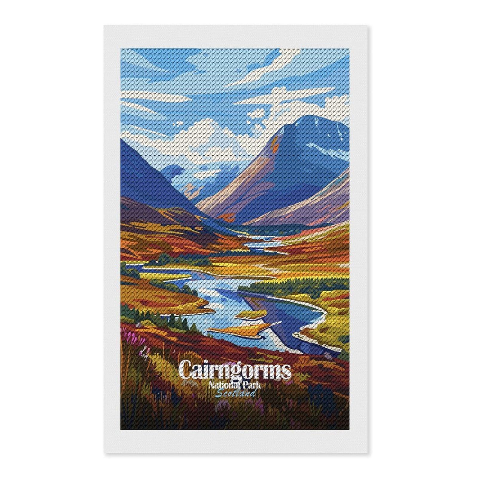 Junmoney Cairngorms National Park, Scotland DIY Diamond Art Canvas Kit 12"x20", for Teens, Aesthetic Room Decor, Farmhouse Decor, Canvas Picture, Birthday Gift