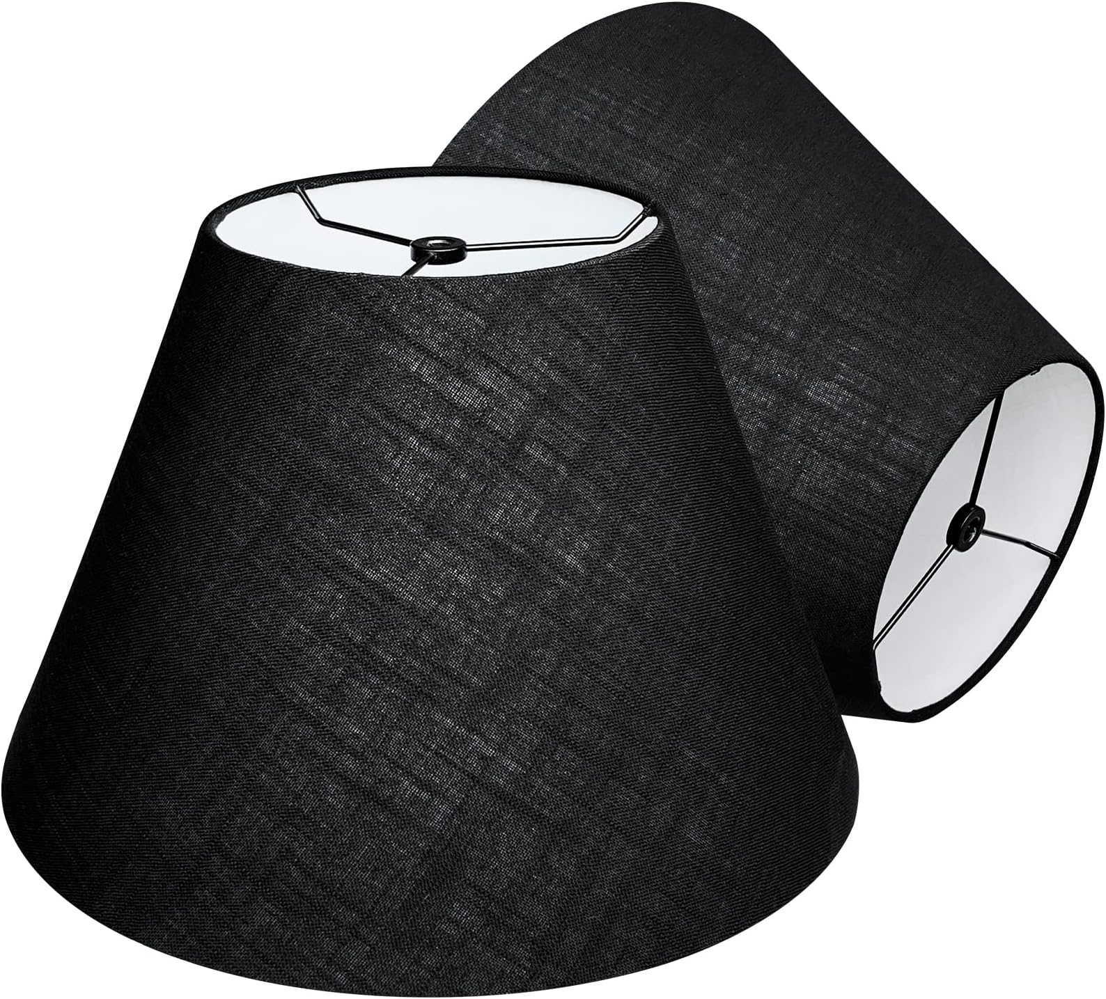 TOOTOO STAR Double 7x14x9" Fabric Natural Linen Cone Barrel Hand Craft Medium Lamp Shade Set of 2, Lampshade for Floor Table Lamp,Spider for Lamp has Harp (Black)
