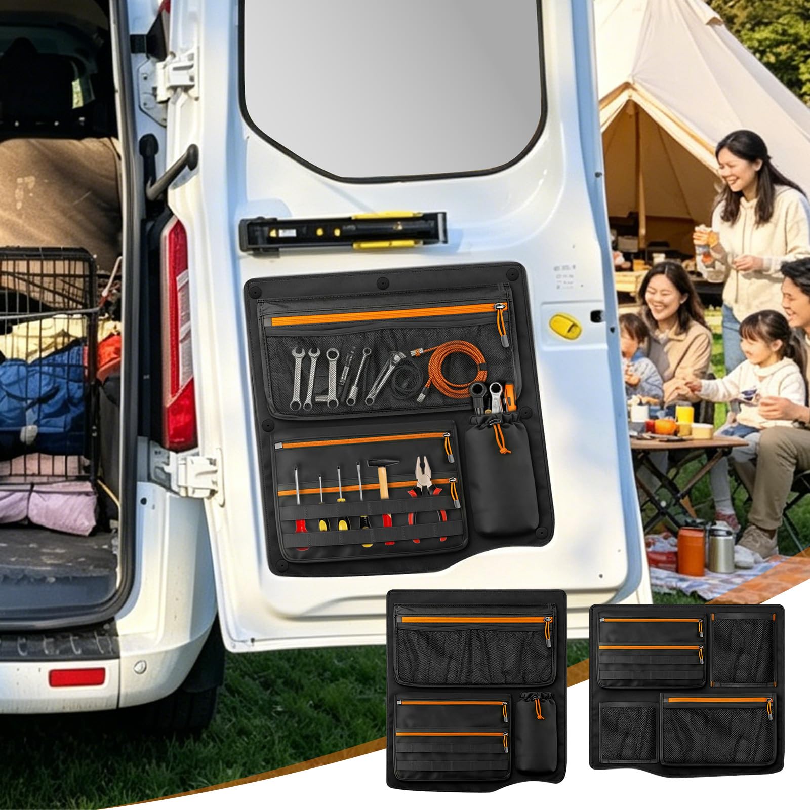 Scheunentür Lagerorganisator kompatibel mit Ford Transit Custom, 1 Paar Stauraumsparer Scheunentür Organizer Van Taschen