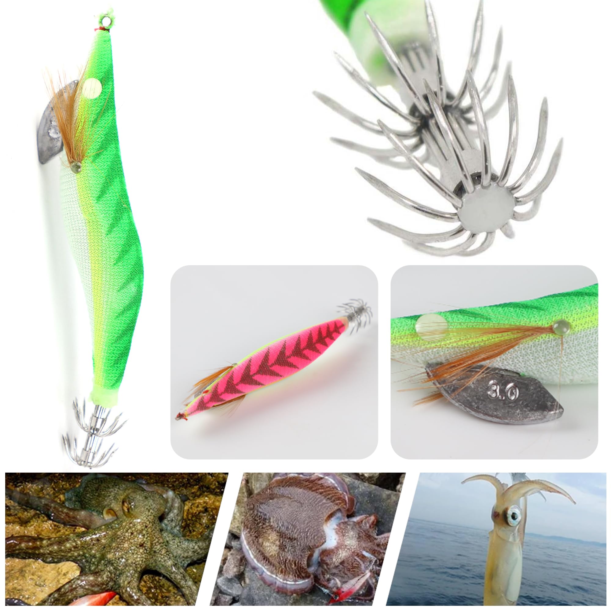 Esche da Pesca Gambero Luminoso Esca Calamaro Jig per la Pesca da Alba di Notte
