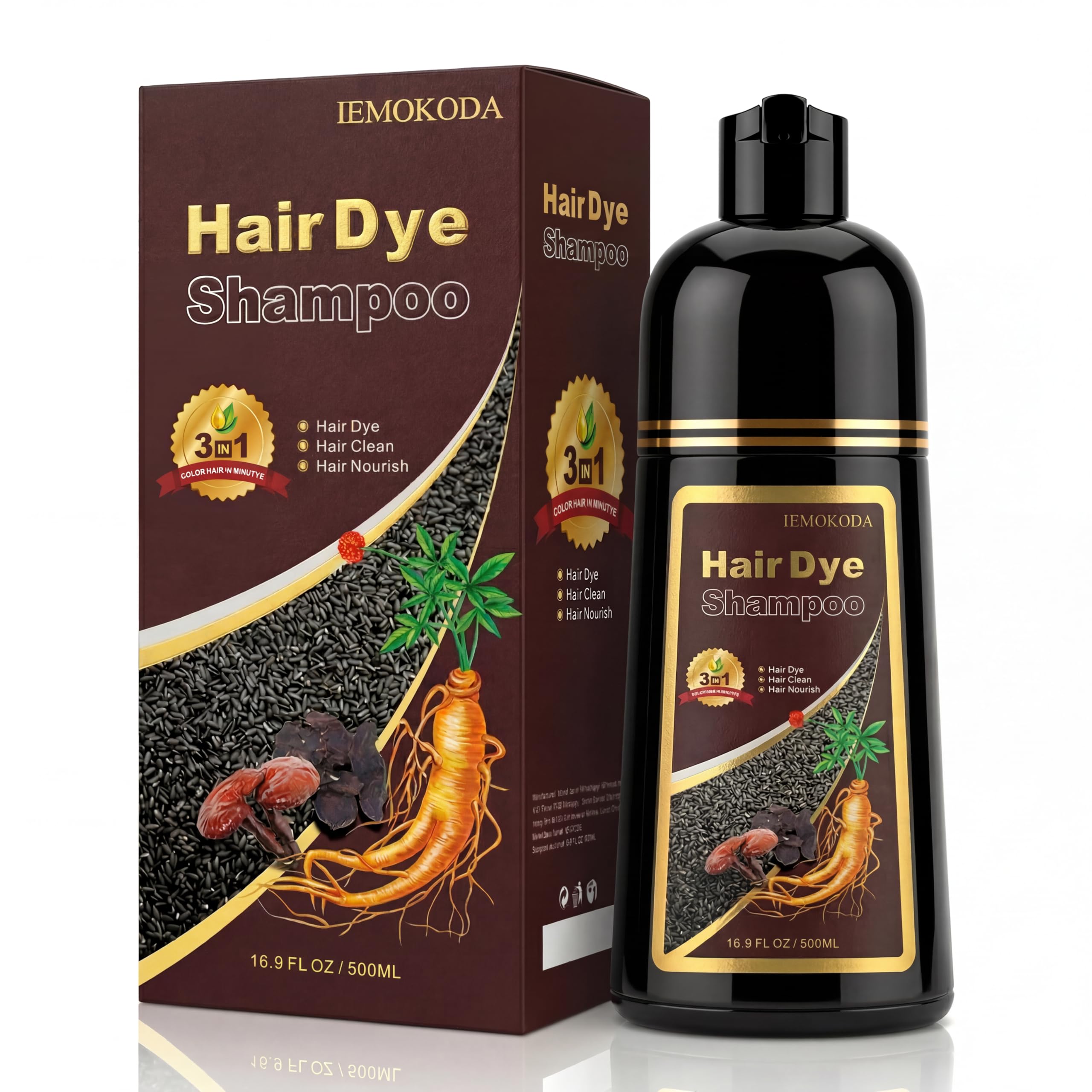 Light Brown Hair Dye Shampoo 3 in 1, Long-lasting & Natural Hair Color Shampoo, Herbal Ingredients Natural Shampoo Hair Dye Effect in Minutes, Gifts for Men Women 500ml