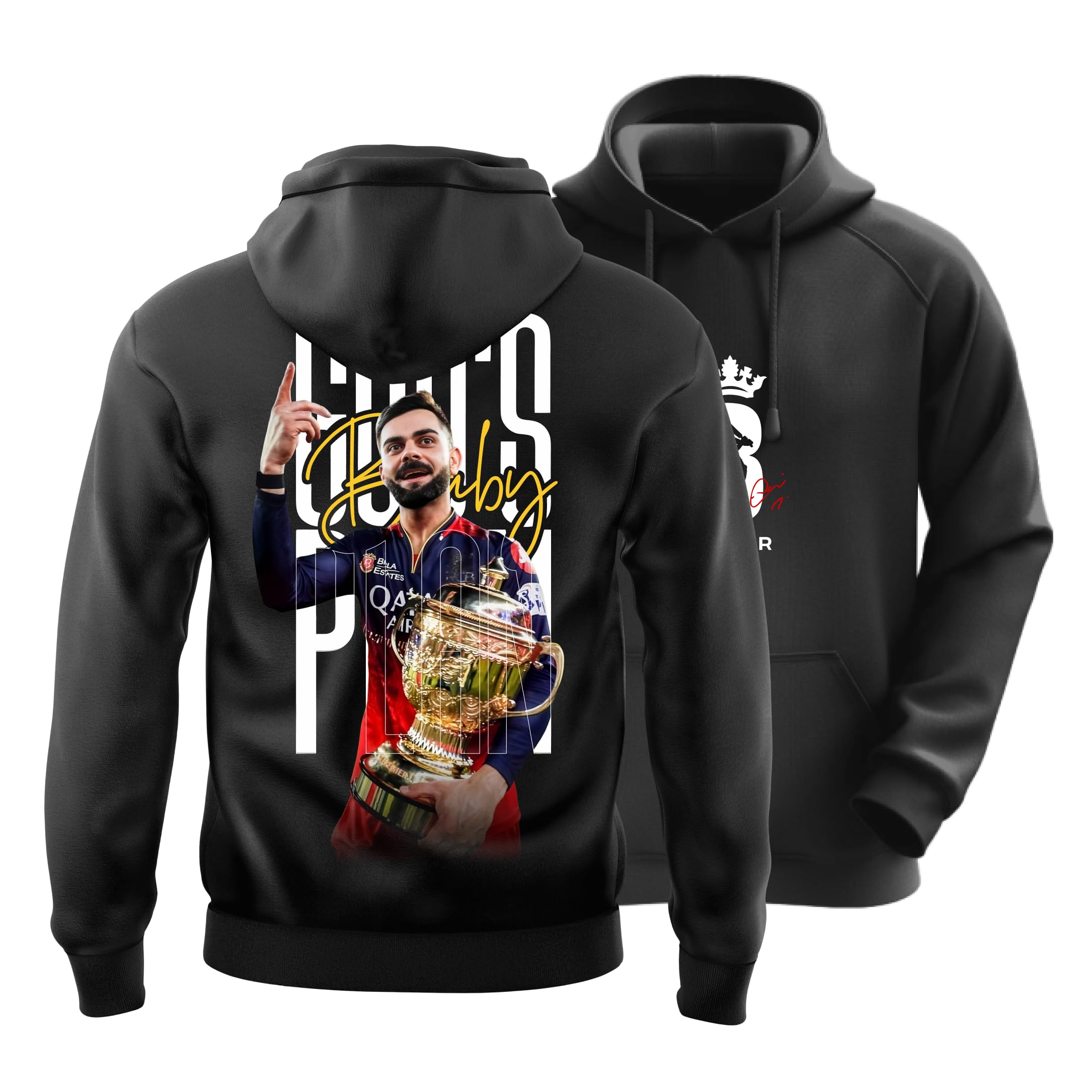 Virat Hoodie for Men and Women | Black Virat Kohli Hoodie 18 Printed | 100% Cotton Comfortable Casual wear-image-7