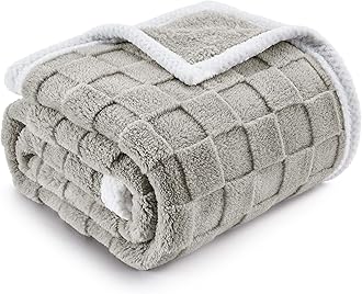 BEDELITE Super Soft Throw Blanket for Couch and Bed, Lightweight Cozy Fluffy Decorative 3D Checkered Blanket, Warm and Fuzzy Fleece Blanket for Camping, Travel(Grey, 50"x60")OEKO-TEX STANDARD 100