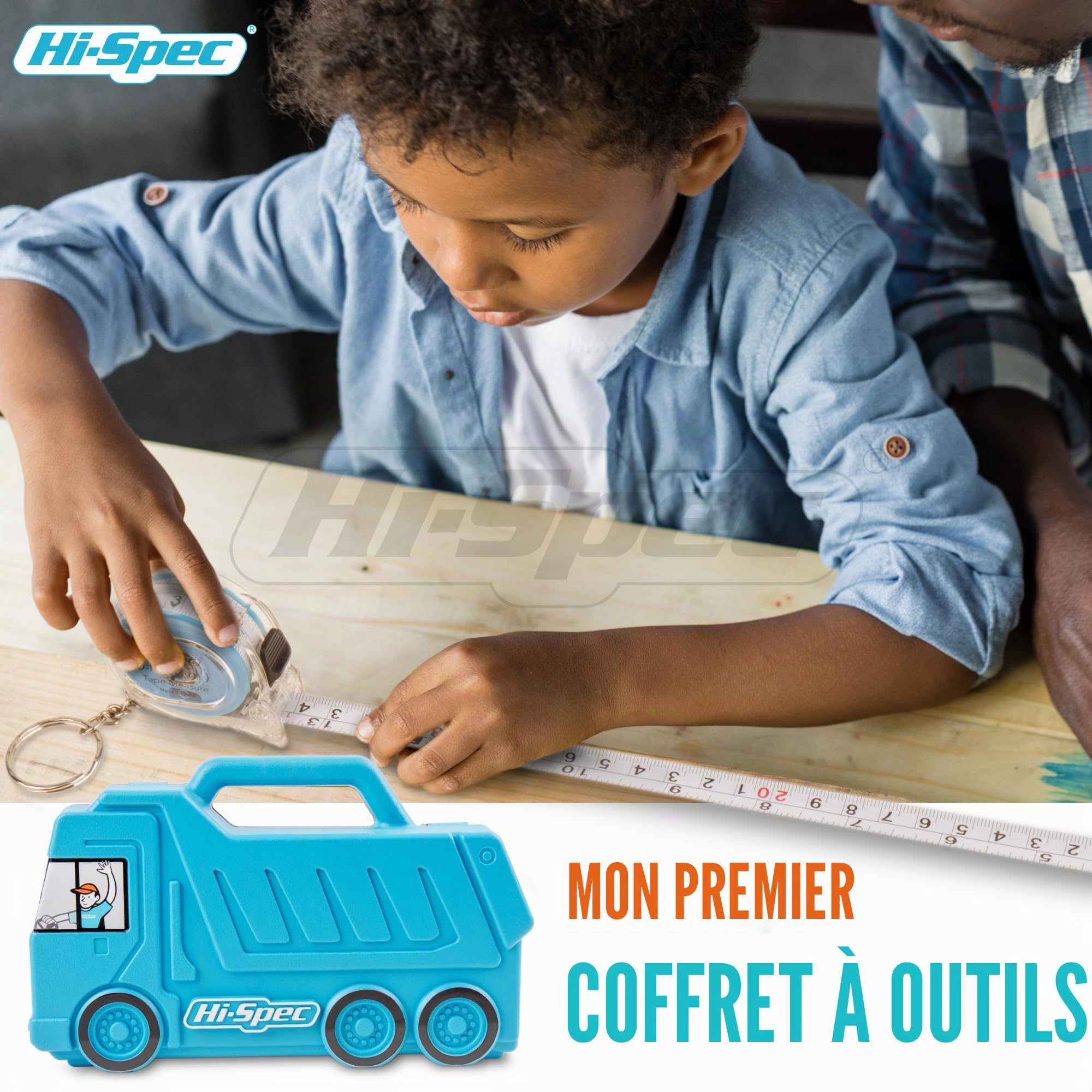 Hi-Spec Kit d'Outils Véritable pour Enfants 17 Pièces avec Mallette Camion Tablier Lunettes de Protection et Outils
