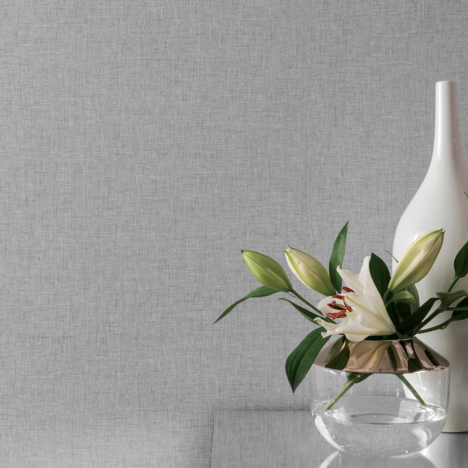 Arthouse Mid Grey Linen Textures Wallpaper 676007
