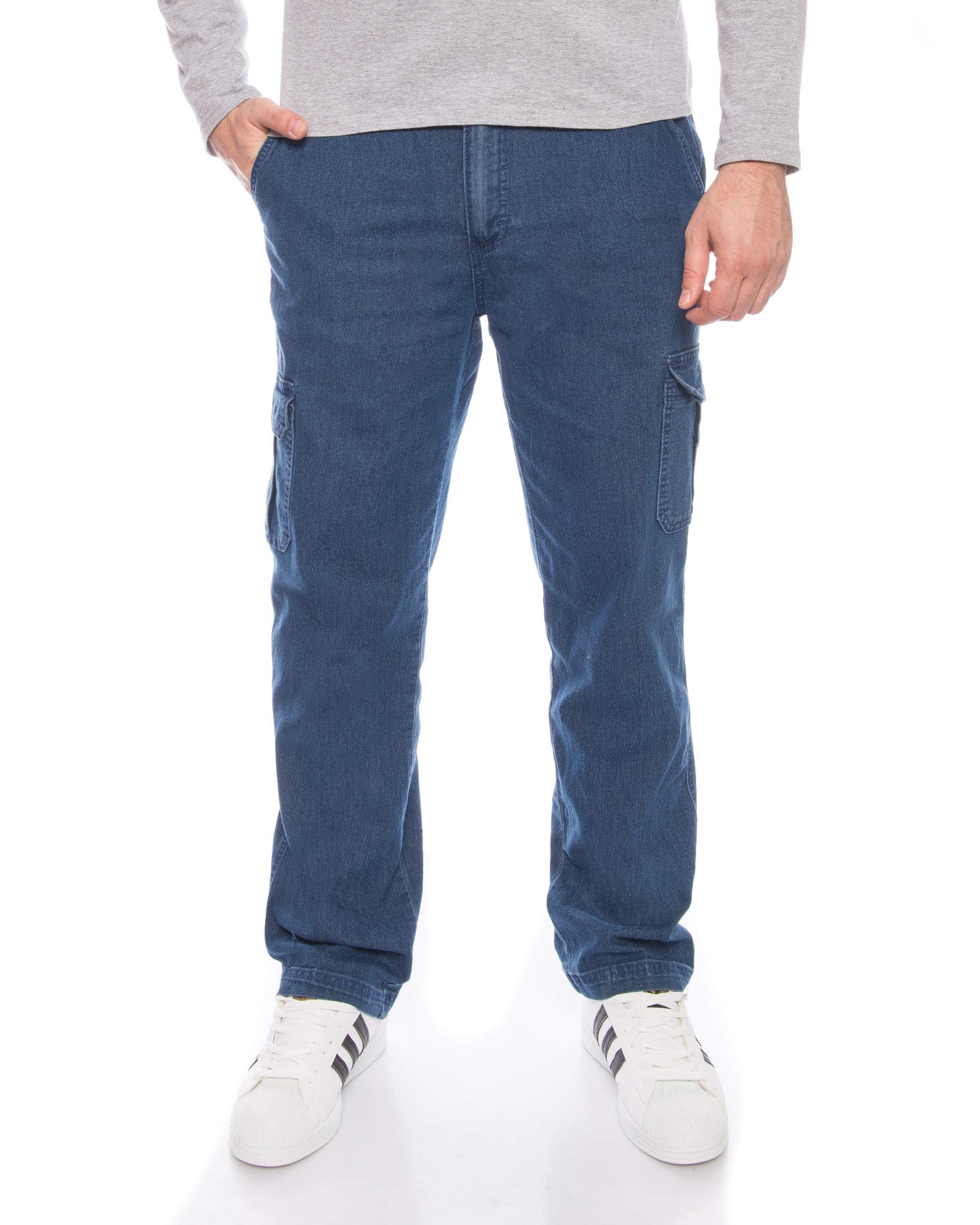 Kendindza Herren Thermo Jeans Winter Cargohose gefüttert Länge L32