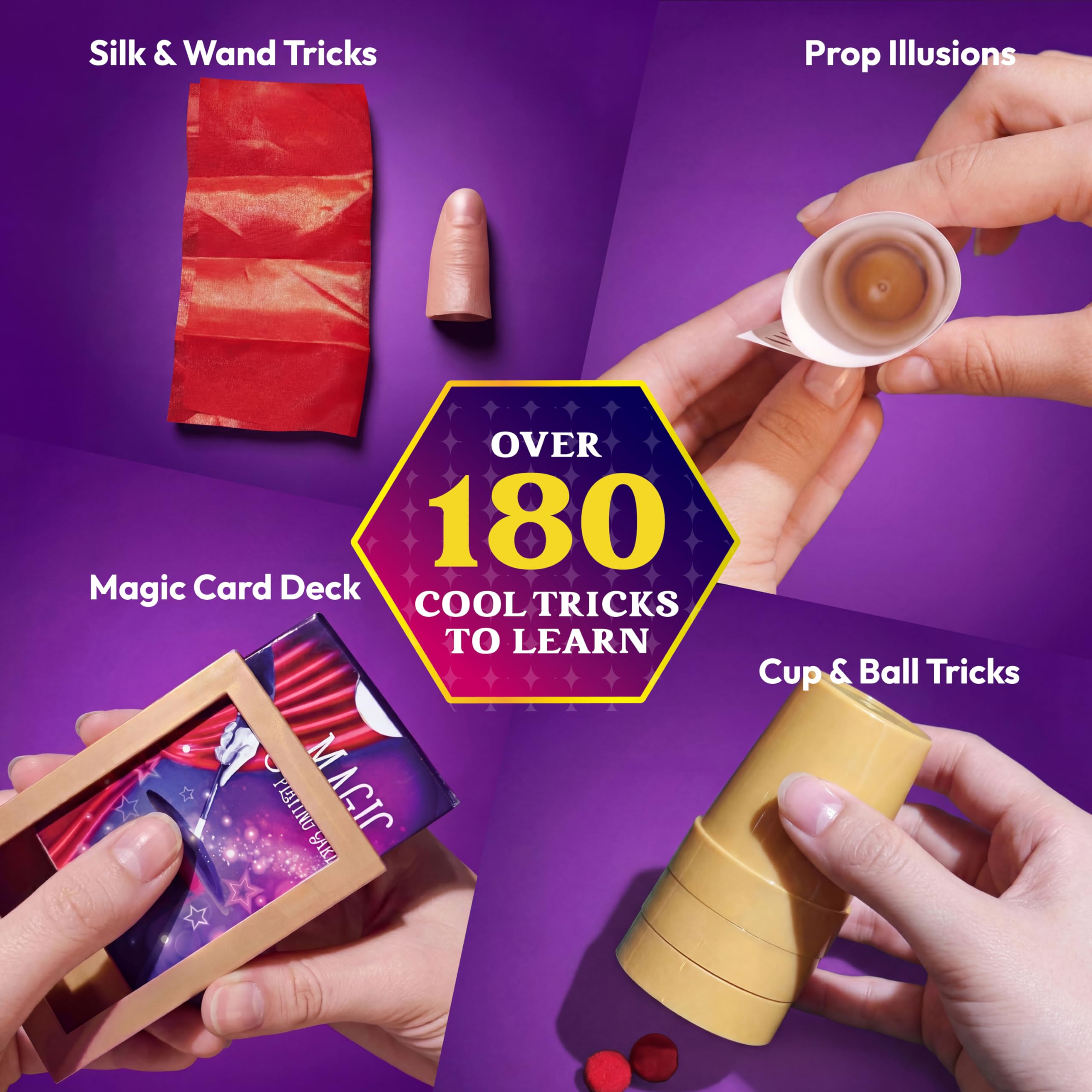 Klever Kits 180+ Gioco di magia - My First Magic Trick Kit- Incredibile Giocattolo da Mago con lezioni Video Passo-Passo, per Bambini Oltre 6 Anni e Carte di Illusione Facili
