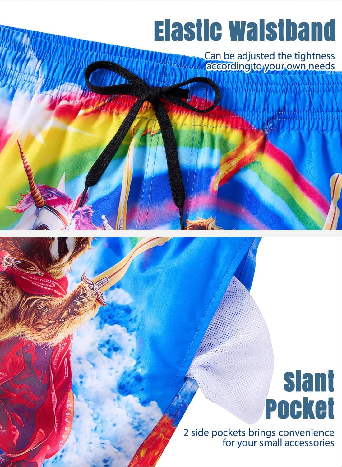 uideazone Men Swim Trunks Drawstring Elastic Waist Quick Dry Beach Shorts with Mesh Lining Swimwear Bathing Suits - Image 7